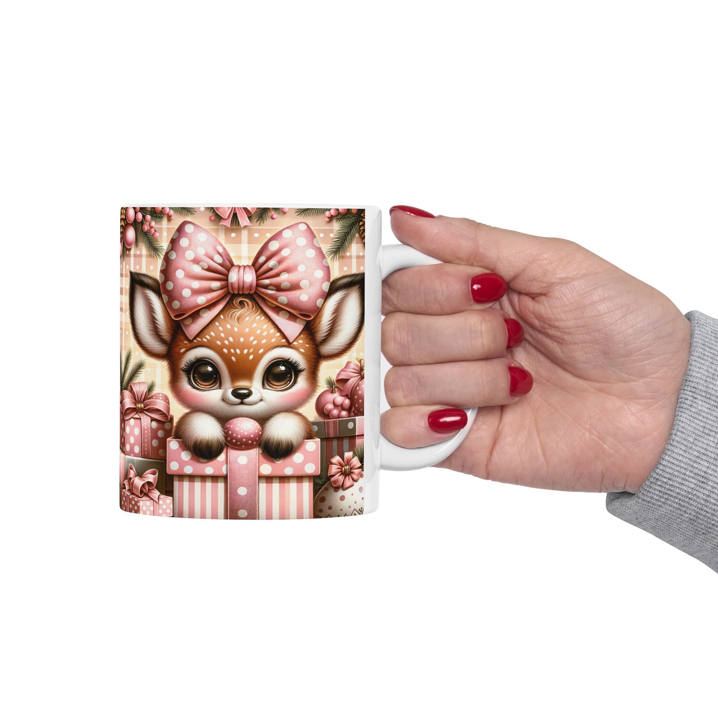 Adorable Christmas Fawn Coffee Mug