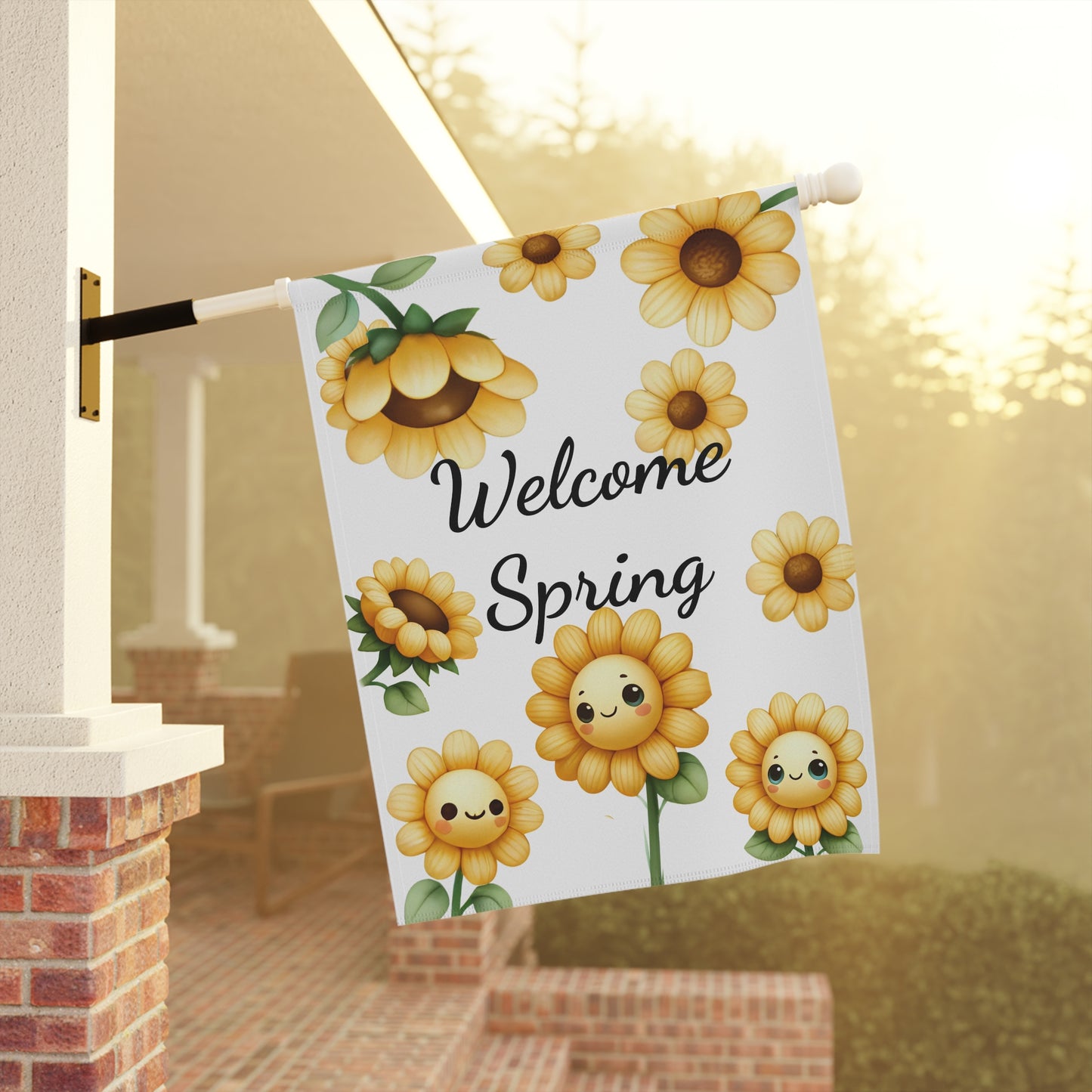 Cute Sunflower Welcome Spring Garden Flag