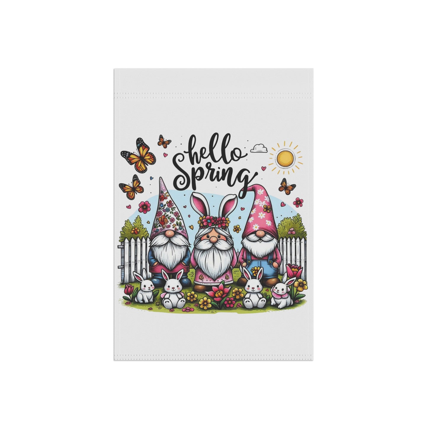 Hello Spring Gnomes Garden Flag