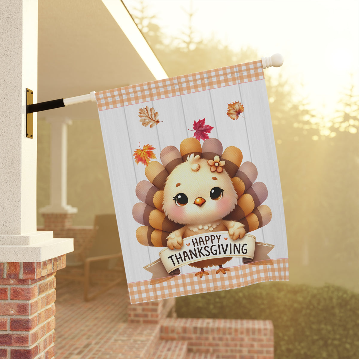 Cute Baby Turkey Thanksgiving Garden Flag