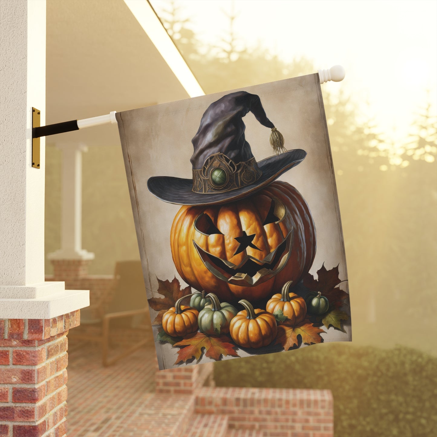 Creepy  Rustic Jack-O-Lantern Halloween Garden Flag/ House Banner