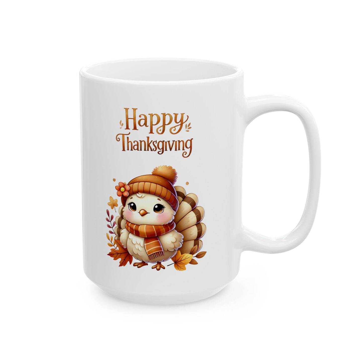 Happy Turkey Day Coffee Cup with a Cute Baby Turkey