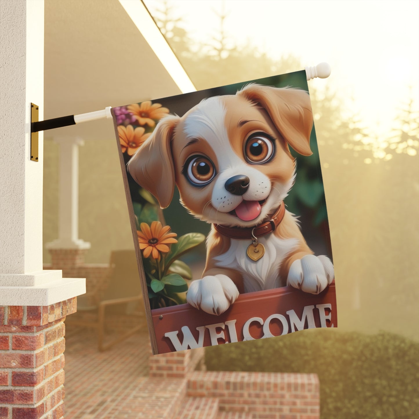 Adorable Puppy Dog Welcome Garden Flag