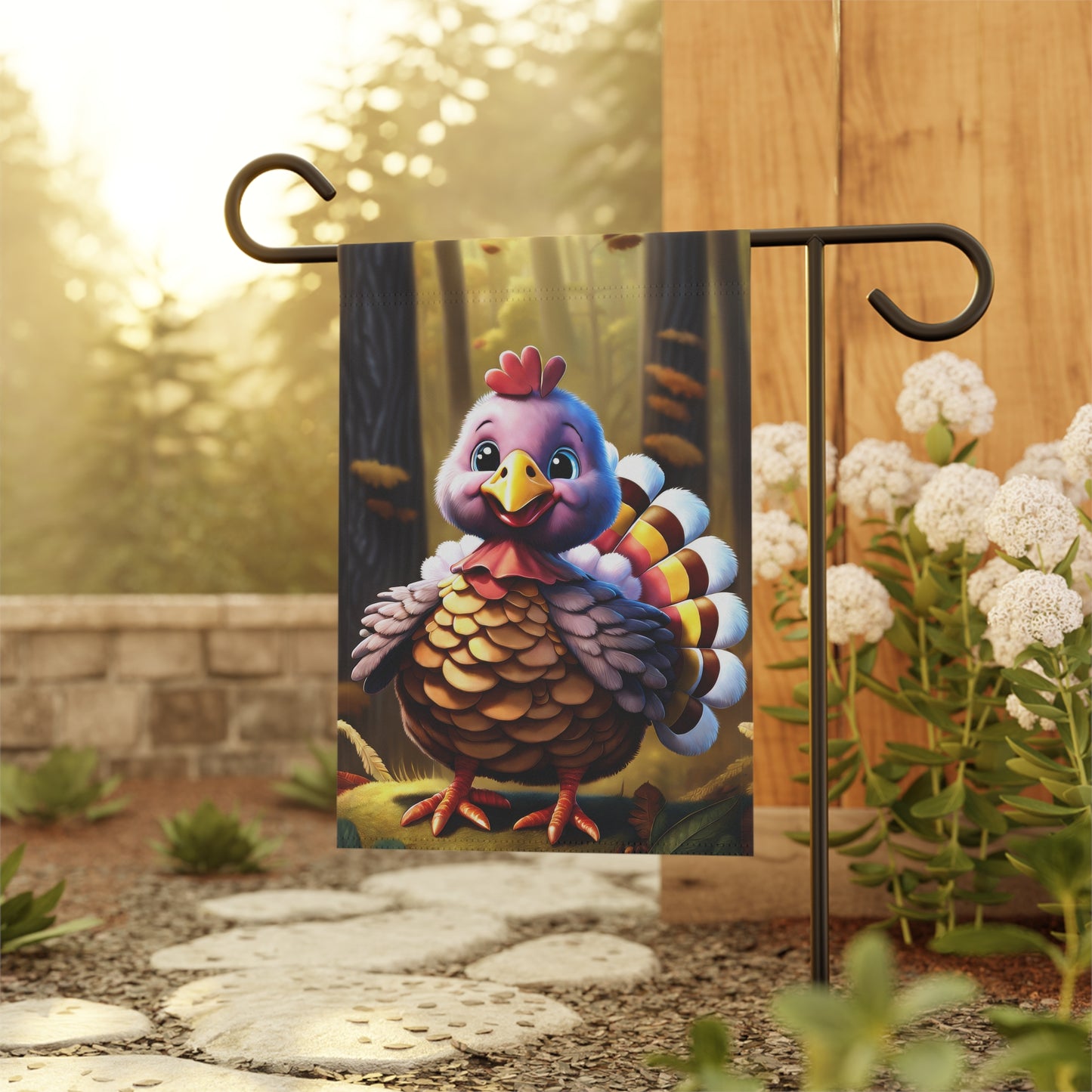Adorable Thanksgiving Turkey Garden Flag