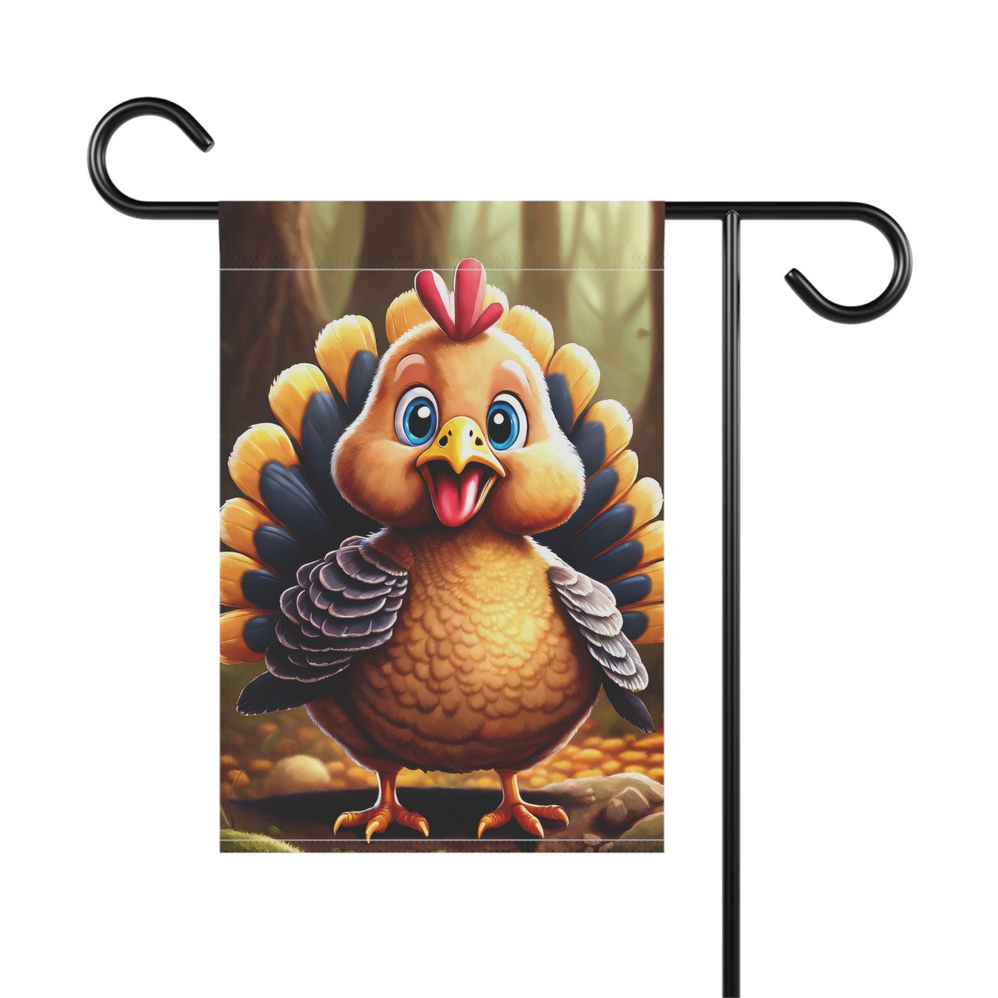 Happy Cartoon Turkey Garden Flag
