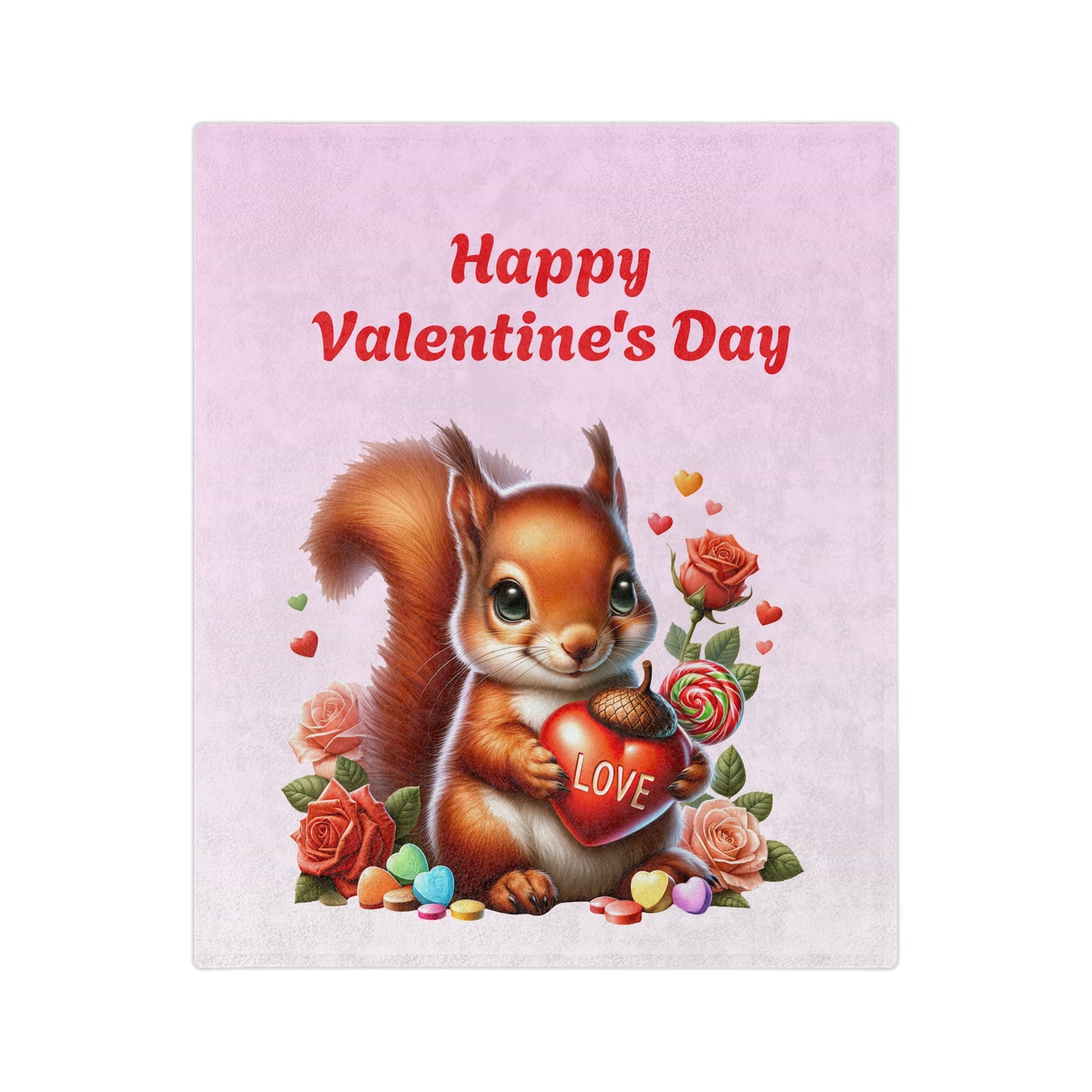 Happy Valentine's Day Squirrel Velveteen Blanket