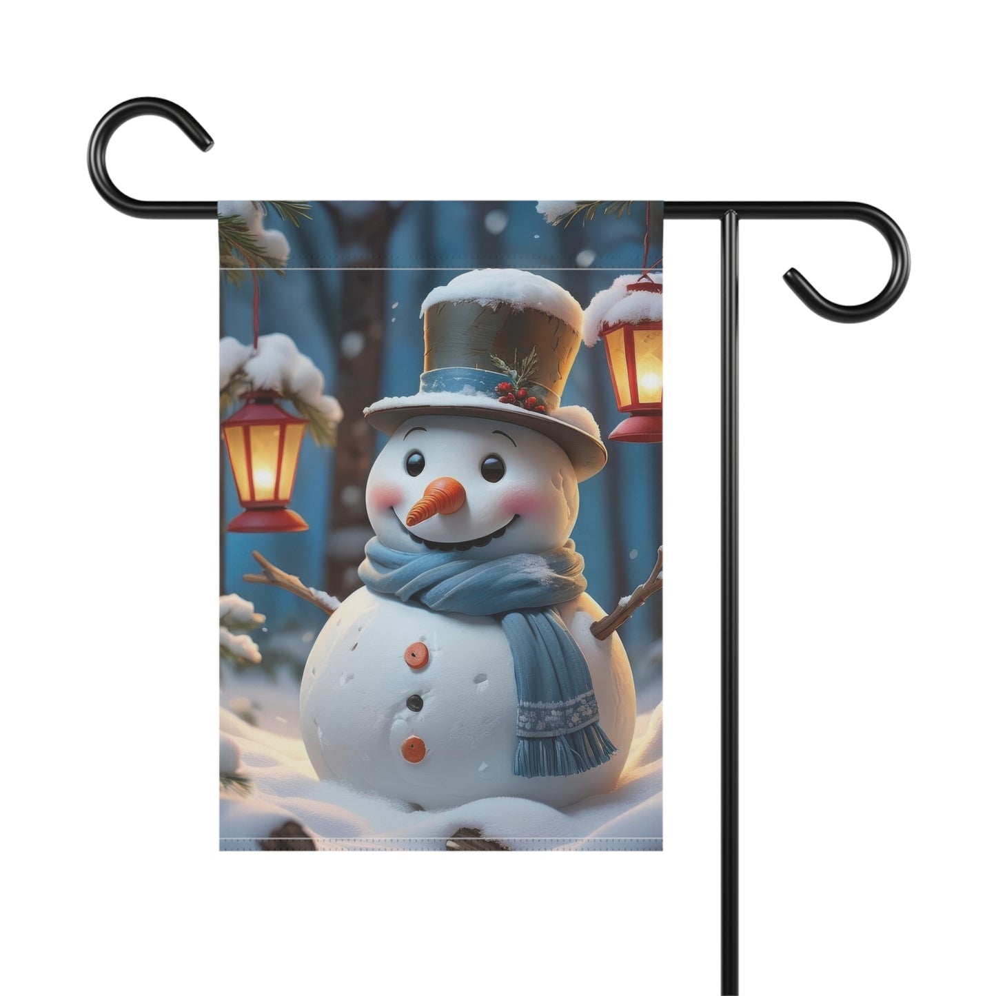 Snowman in a Top Hat Garden Flag