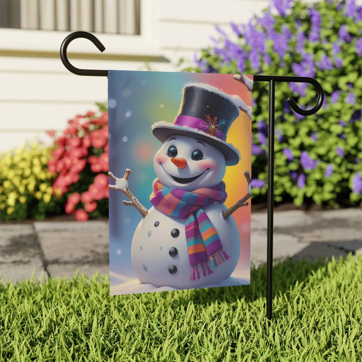 Vibrant & Cheerful Snowman Garden Flag
