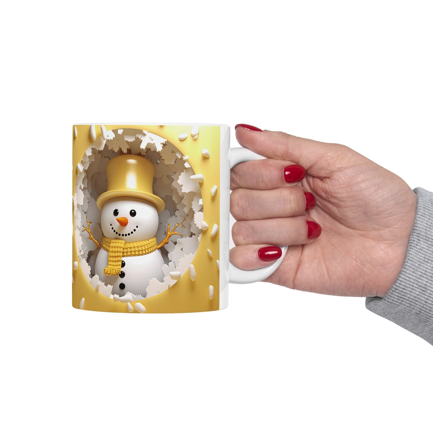 Cheerful 3-D Snowman Coffee Mug