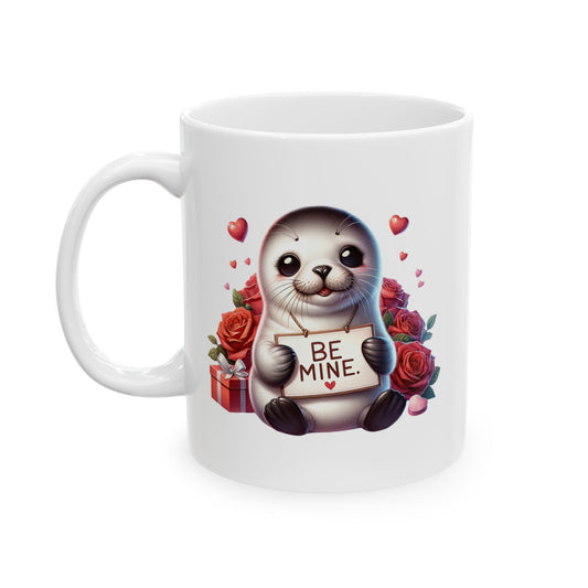 Adorable Seal "BE MINE." Valentine's Coffee Mug