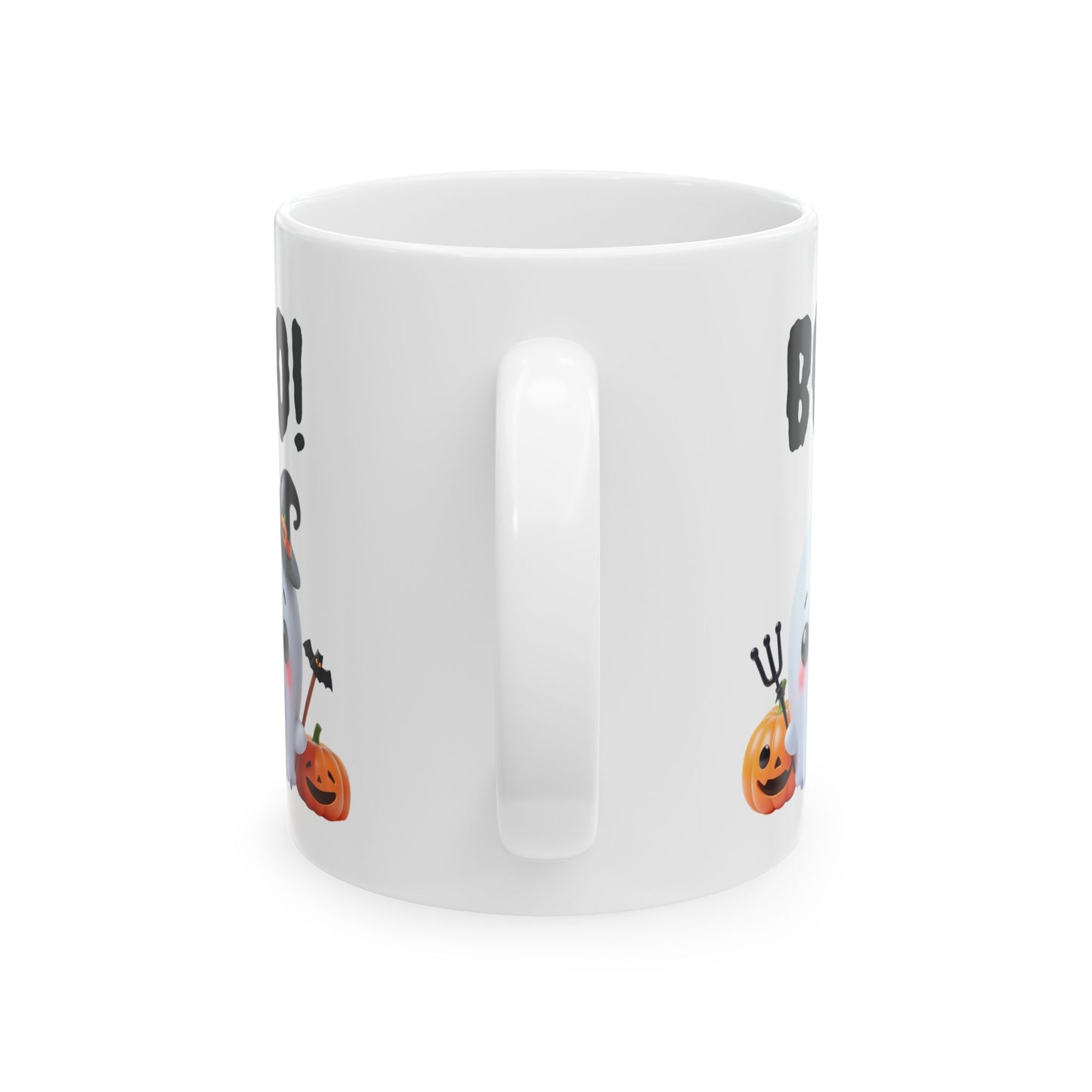 BOO!" Cute Ghost & Witch Hat Coffee Mug