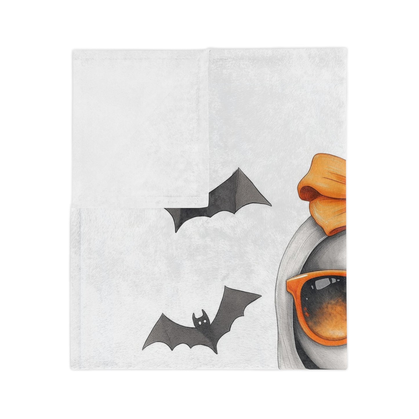 Cool Ghost with Sunglasses & Pumpkin Drink Halloween Lightweight Velveteen Blanket