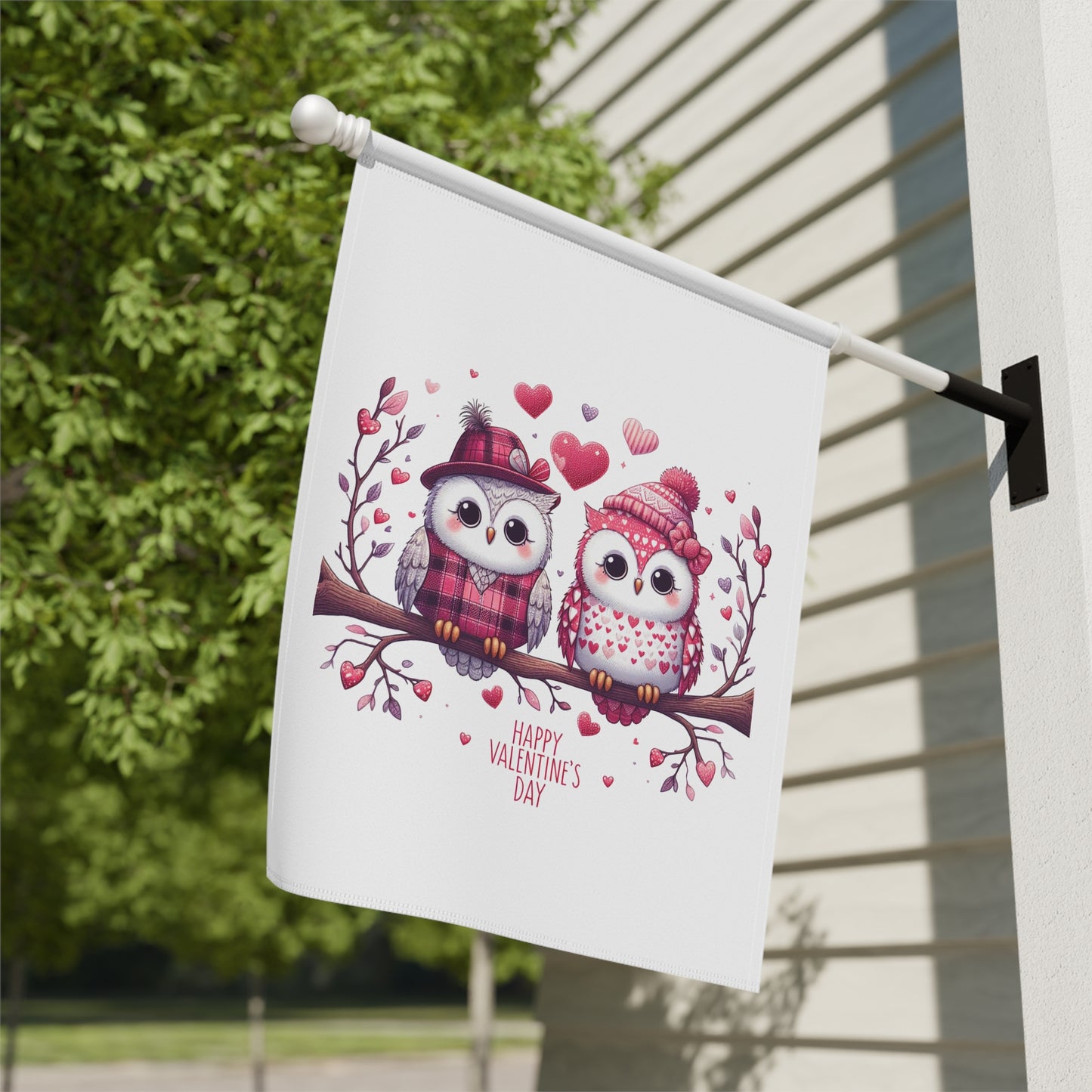 Precious Owl Valentine's Garden Flag
