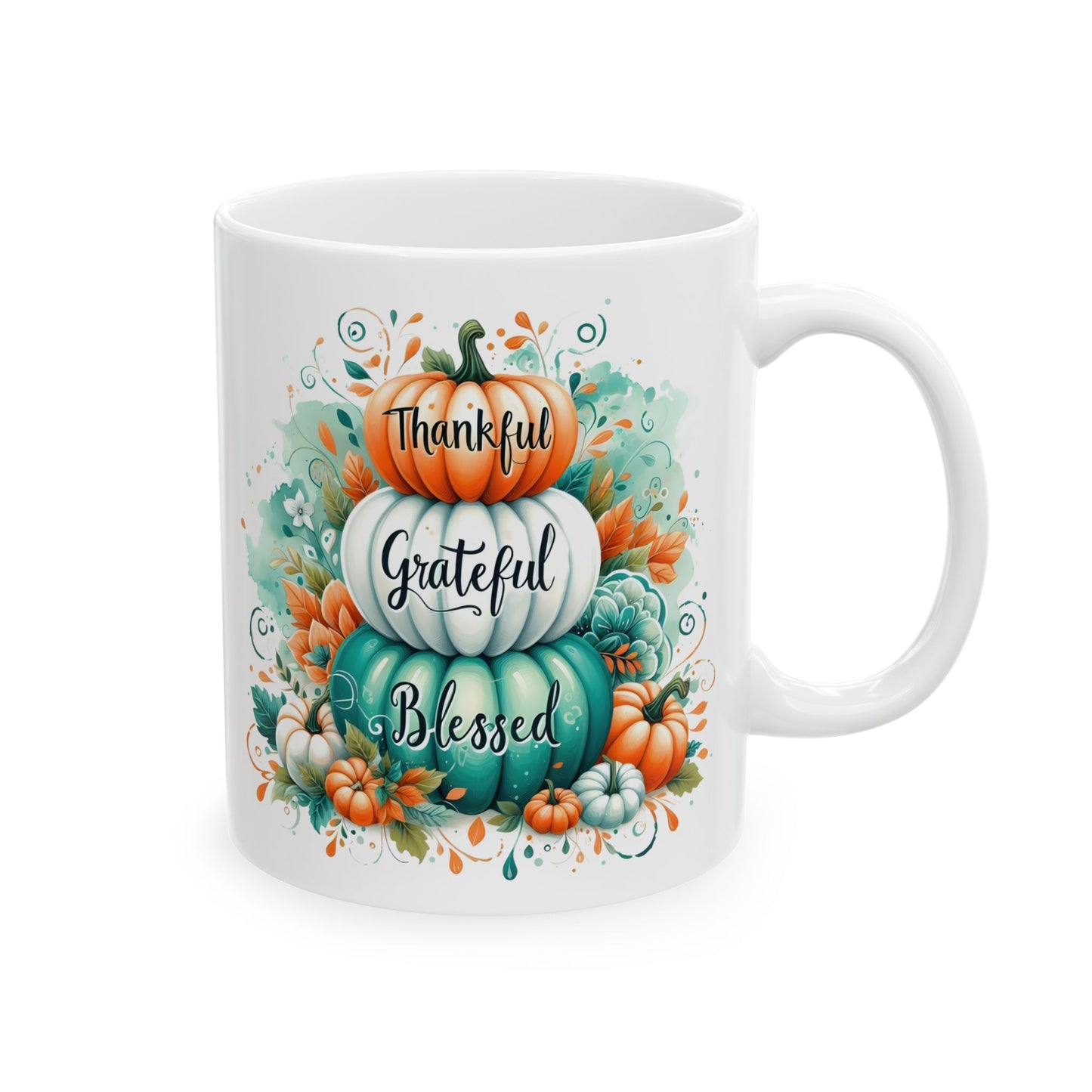 "Thankful Grateful Blessed" Pumpkin Stack Coffee Mug