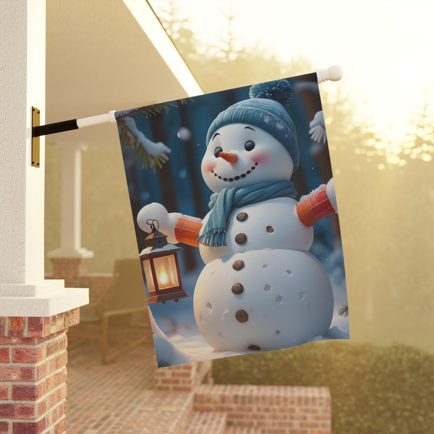 Happy Snowman Garden Flag