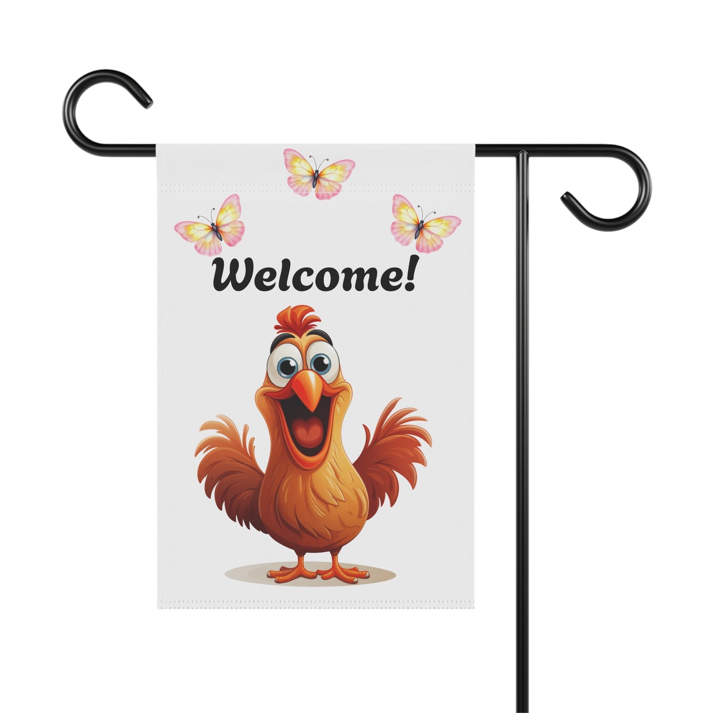 Funny Welcome Garden Flag Cartoon Chicken