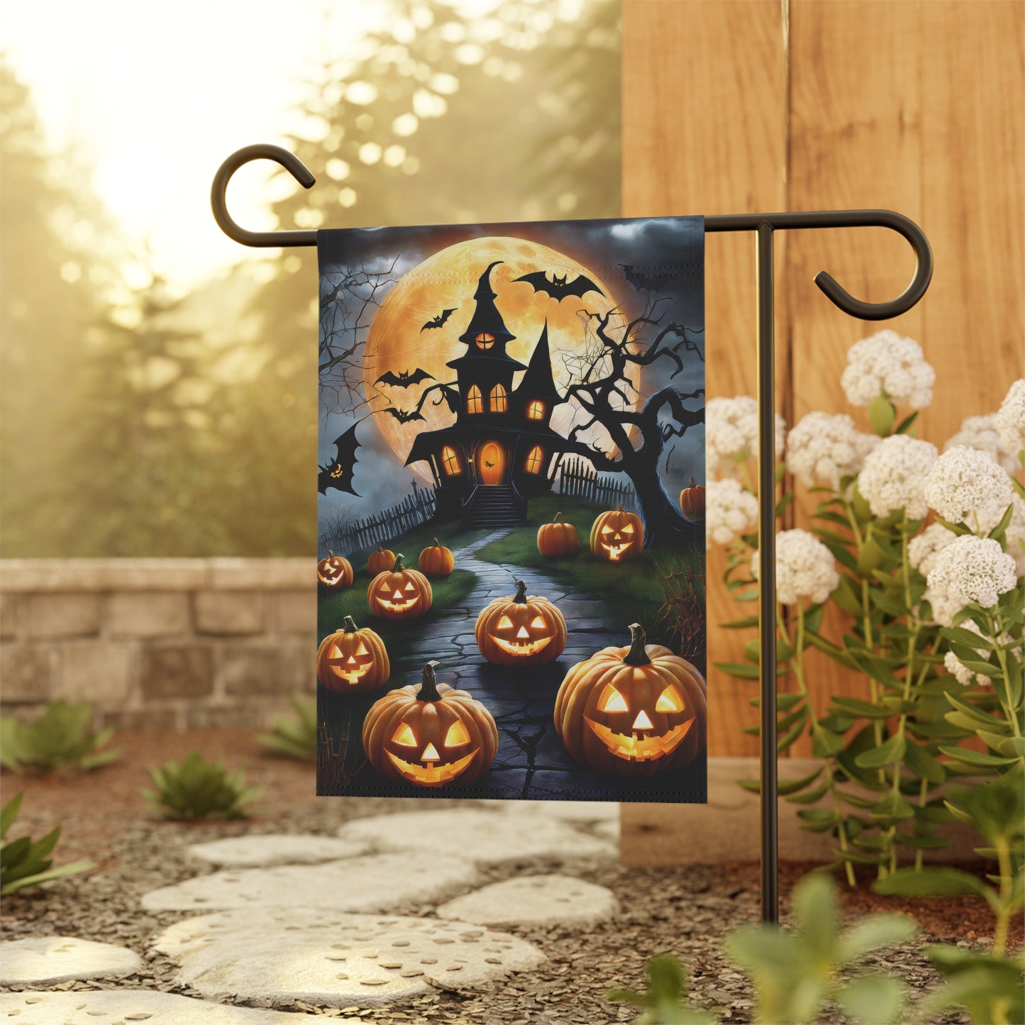 Cute Haunted House Halloween Garden Flag/ House Banner