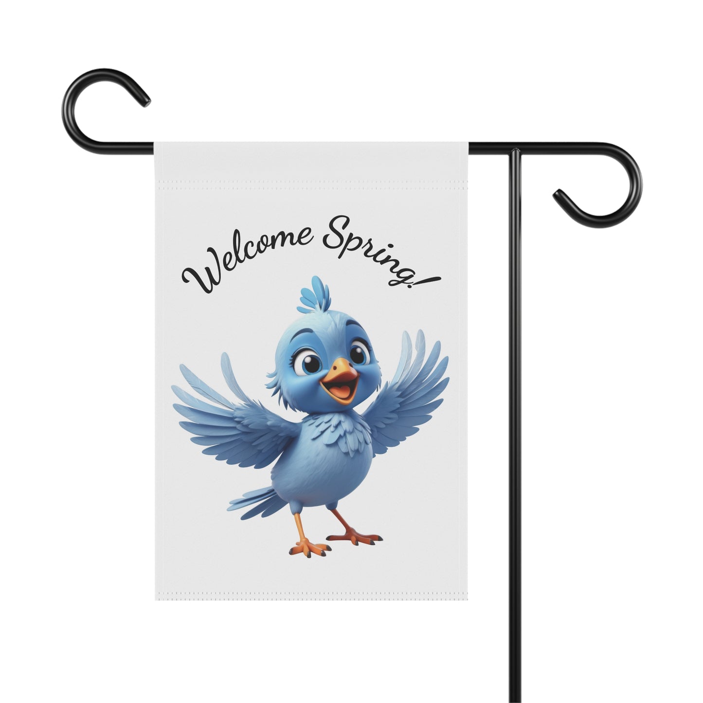 Welcome Spring Garden Flag with Cute Blue Bird