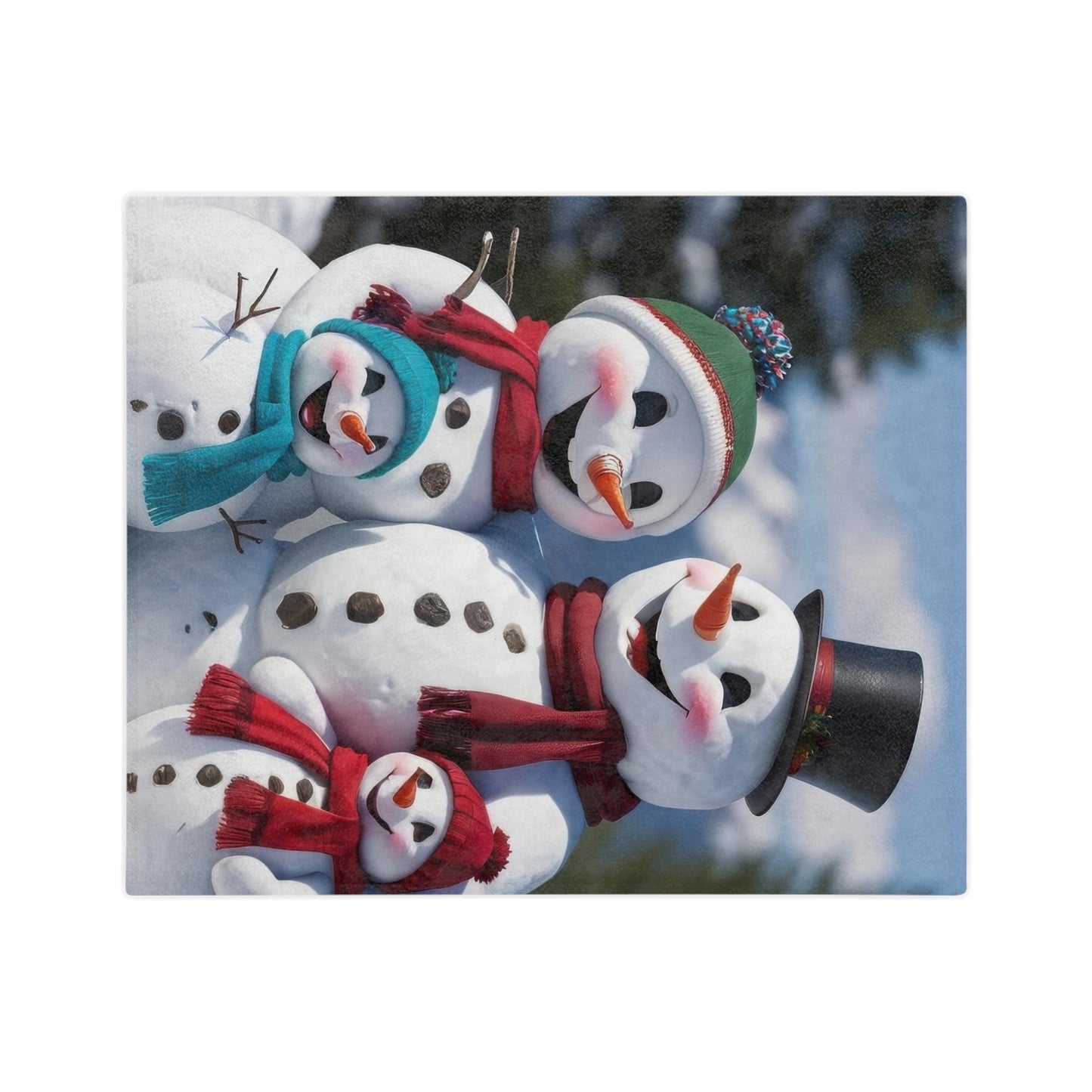 Snowman Family Velveteen Plush Christmas Blanket