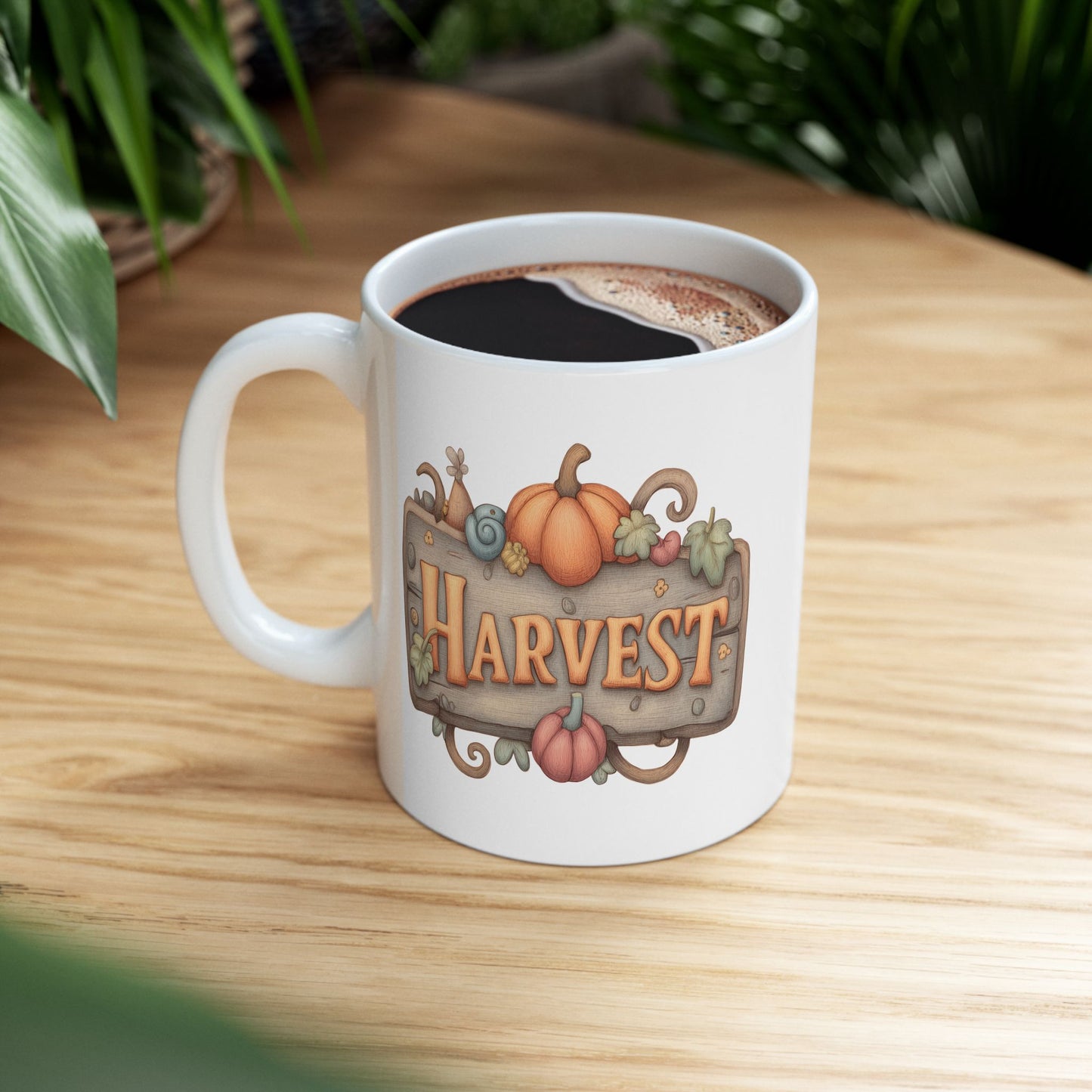 Rustic Harvest Sign Ceramic Mug