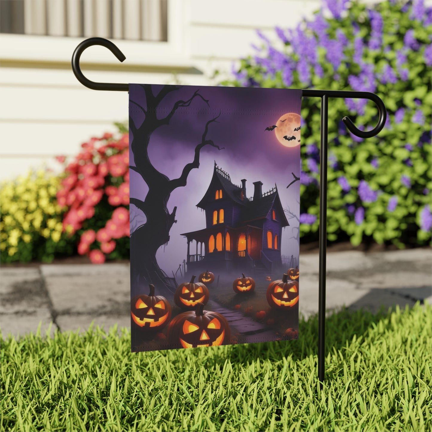 Spooky Haunted House Halloween Garden Flag