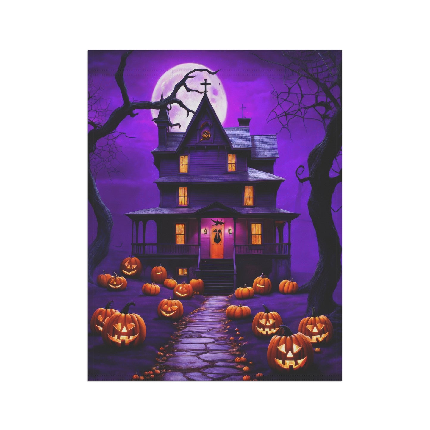 Eerie Haunted House Garden Flag/ House Banner