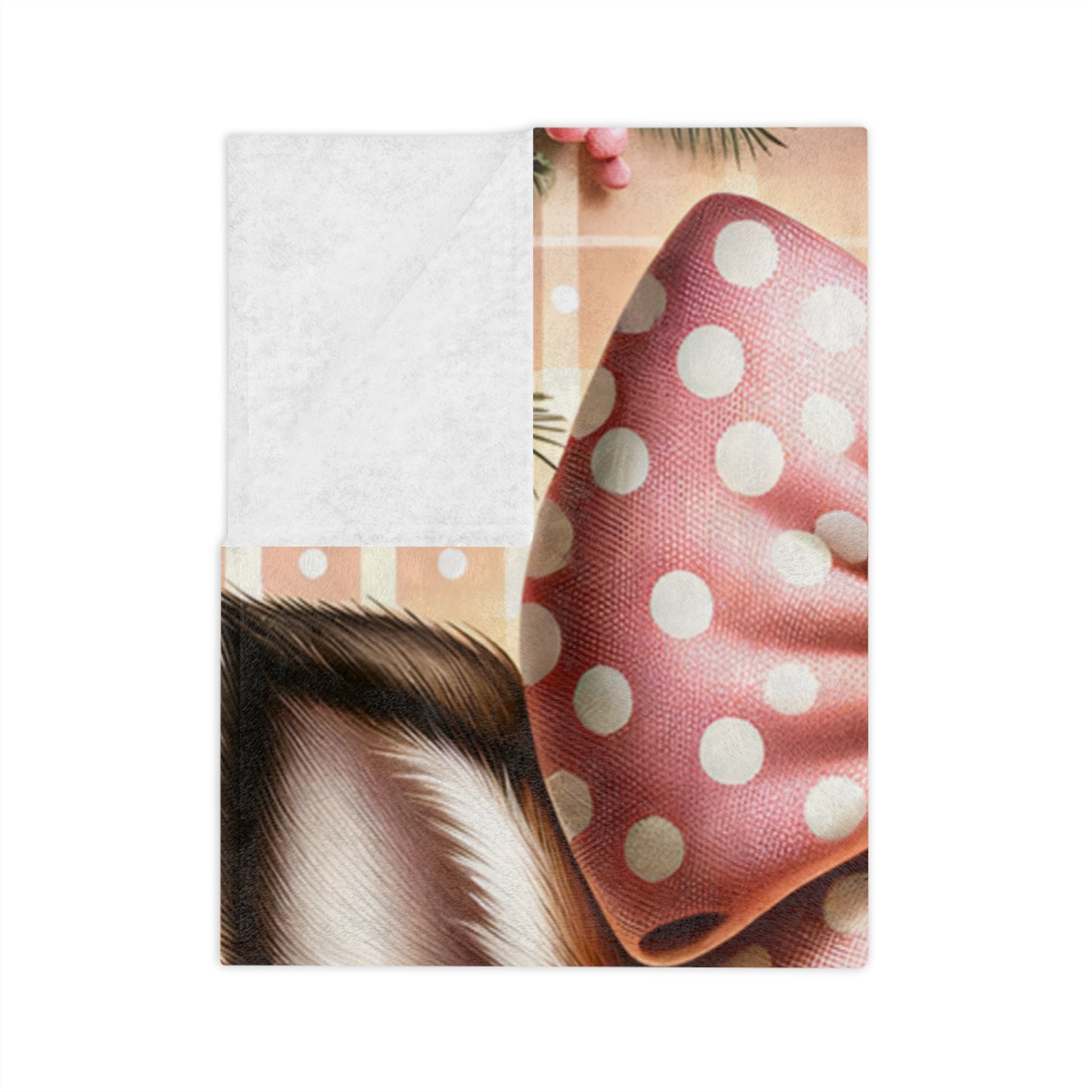 Cute Baby Deer with Pink Polka Dots Velveteen Plush Blanket