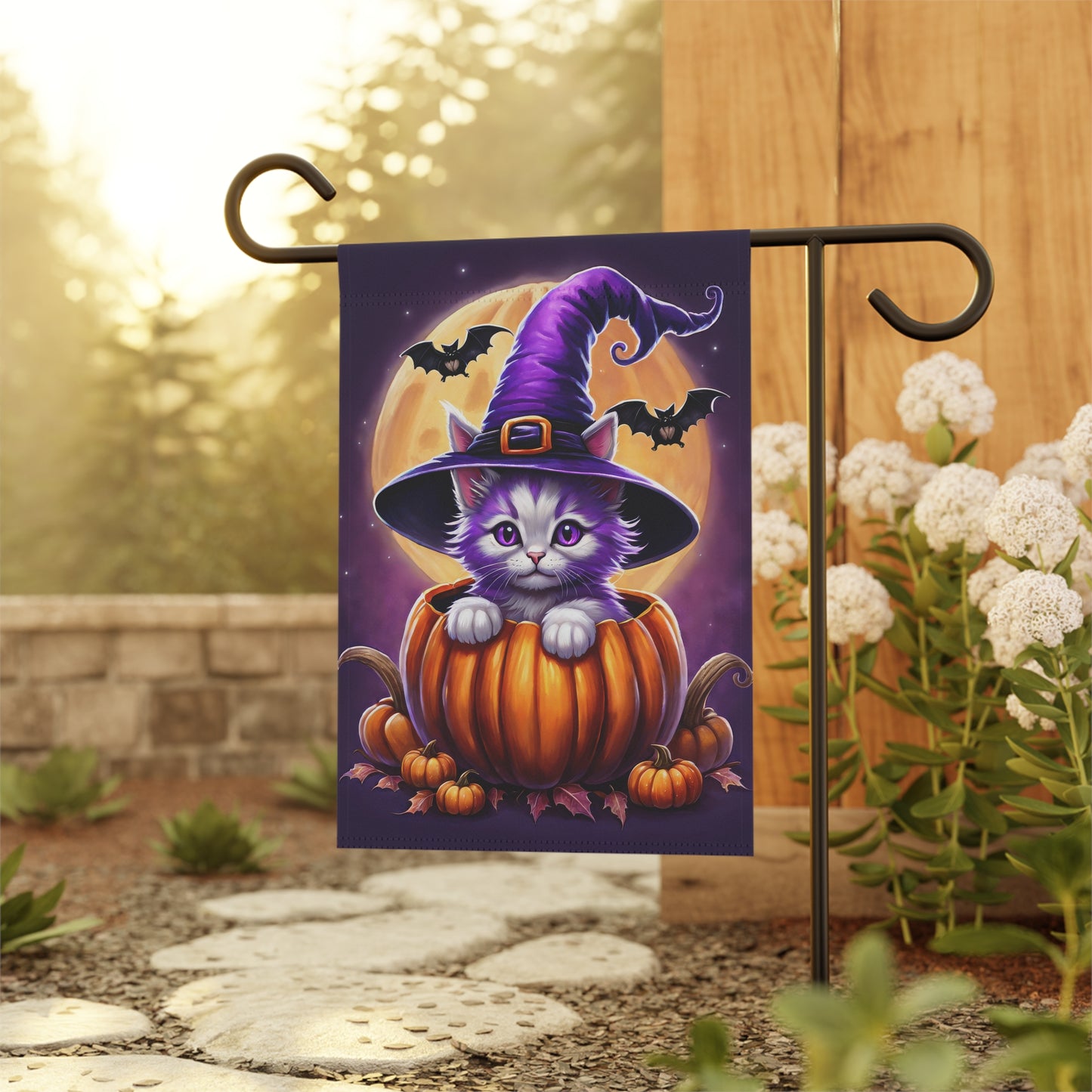 Playful Kitten Halloween Garden Flag/ House Banner