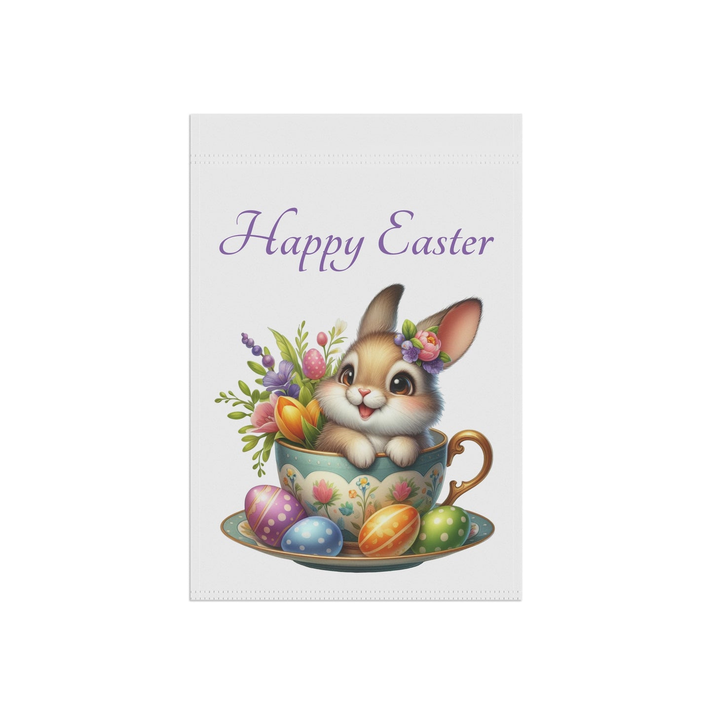 Bunny in Teacup Easter Garden Flag