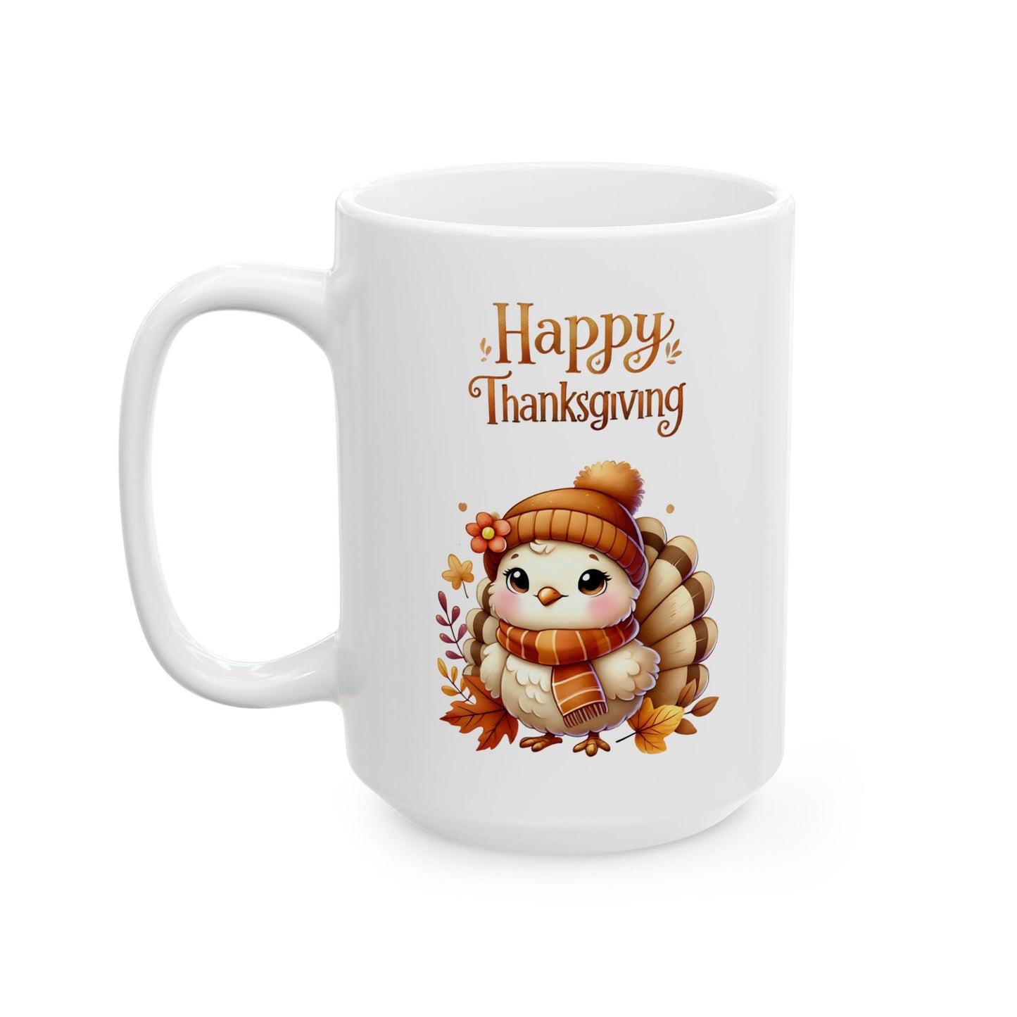 Happy Turkey Day Coffee Cup with a Cute Baby Turkey