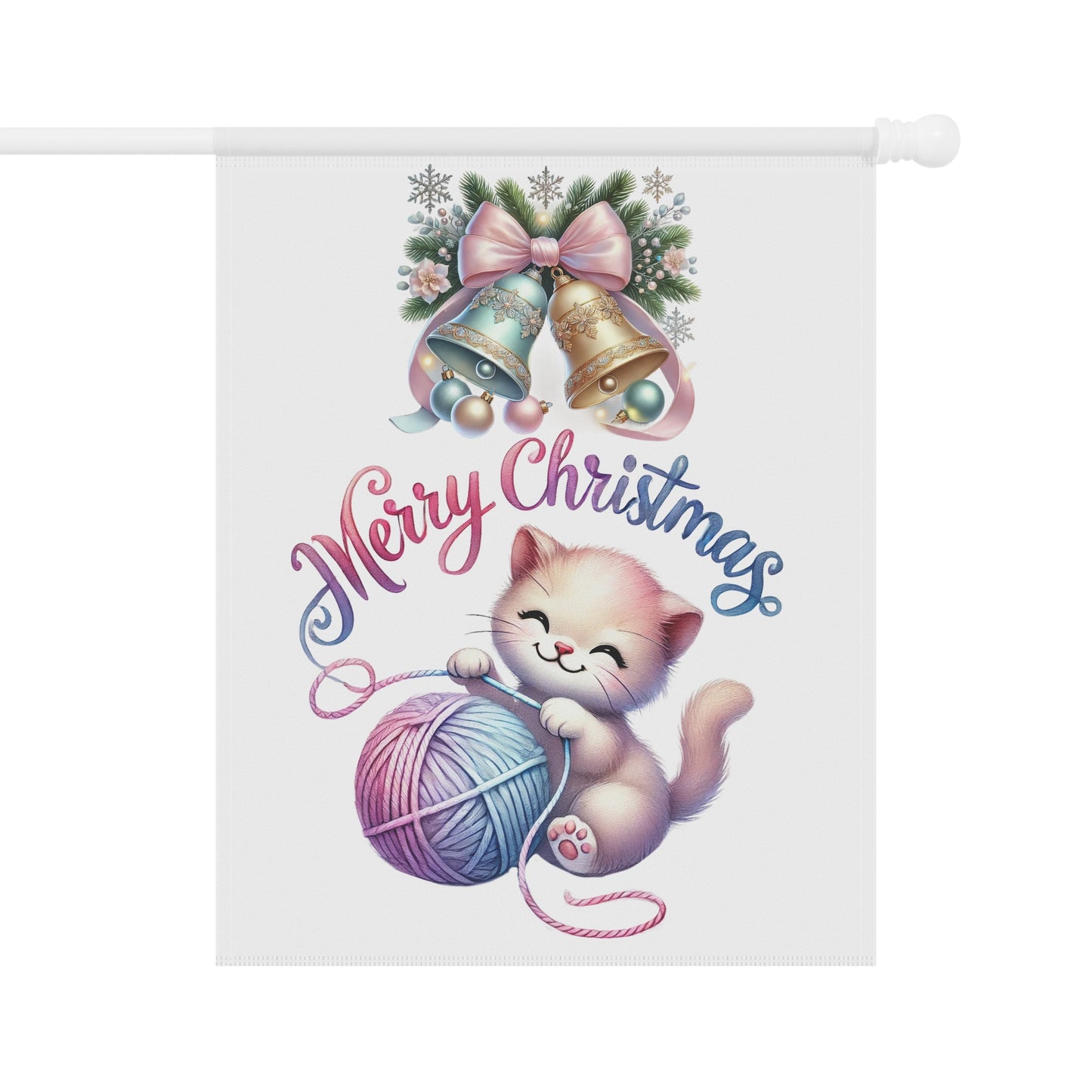 Happy Kitten Christmas Flag