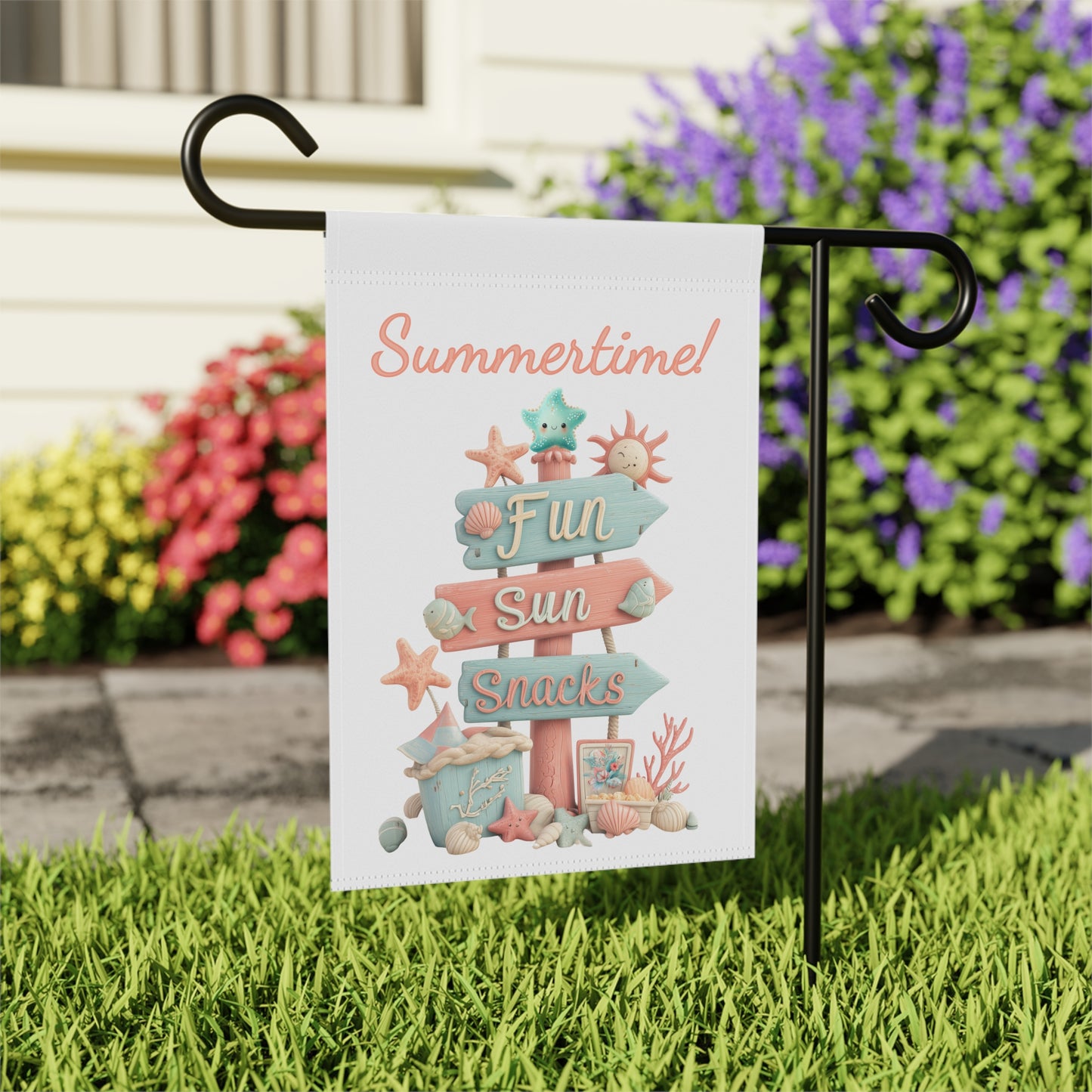 Summertime Sign Garden Flag