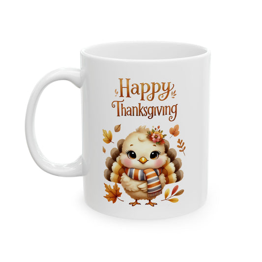 Thanksgiving Coffee Mug with Cute Baby Turkey Design