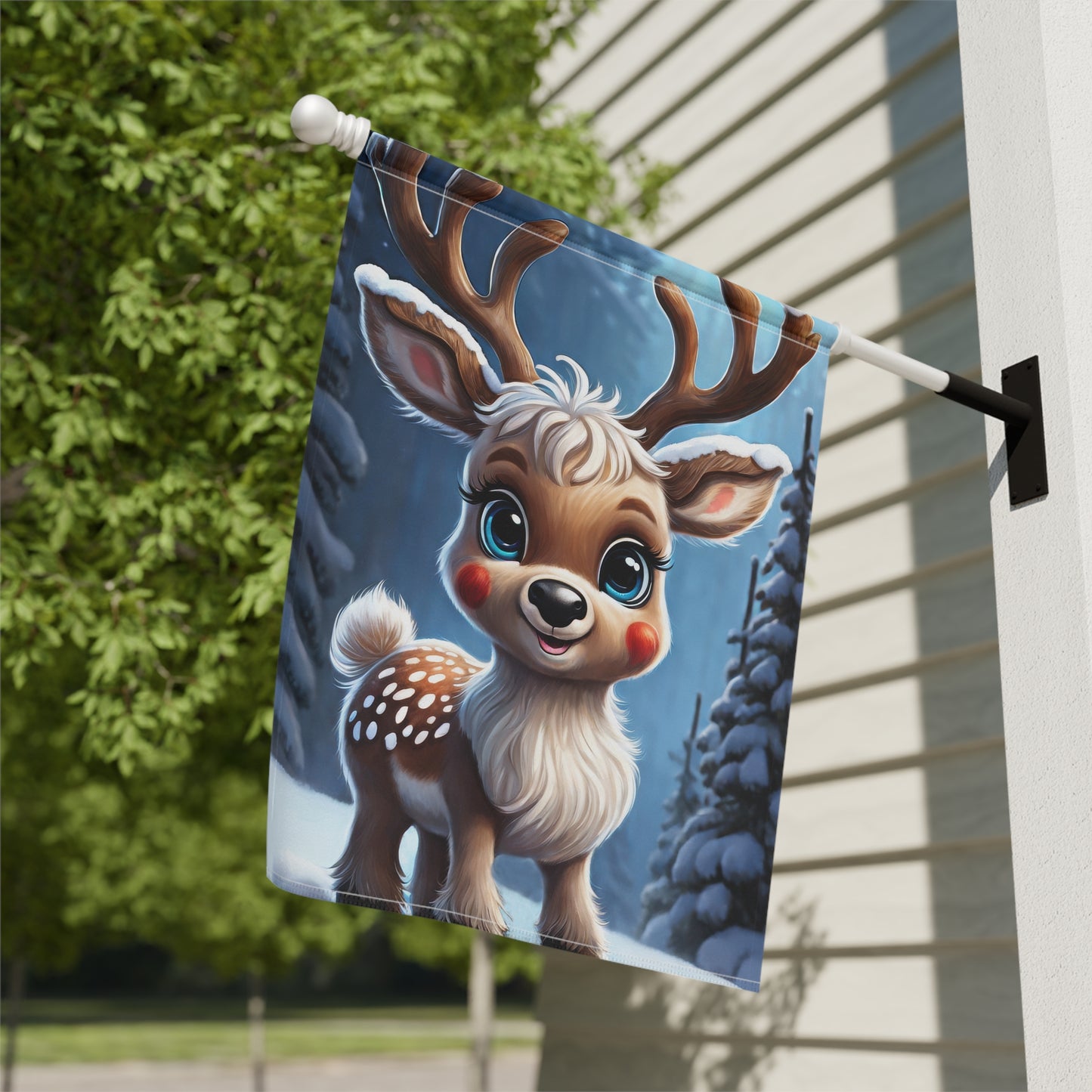 Adorable Spotted Baby Reindeer Garden Flag