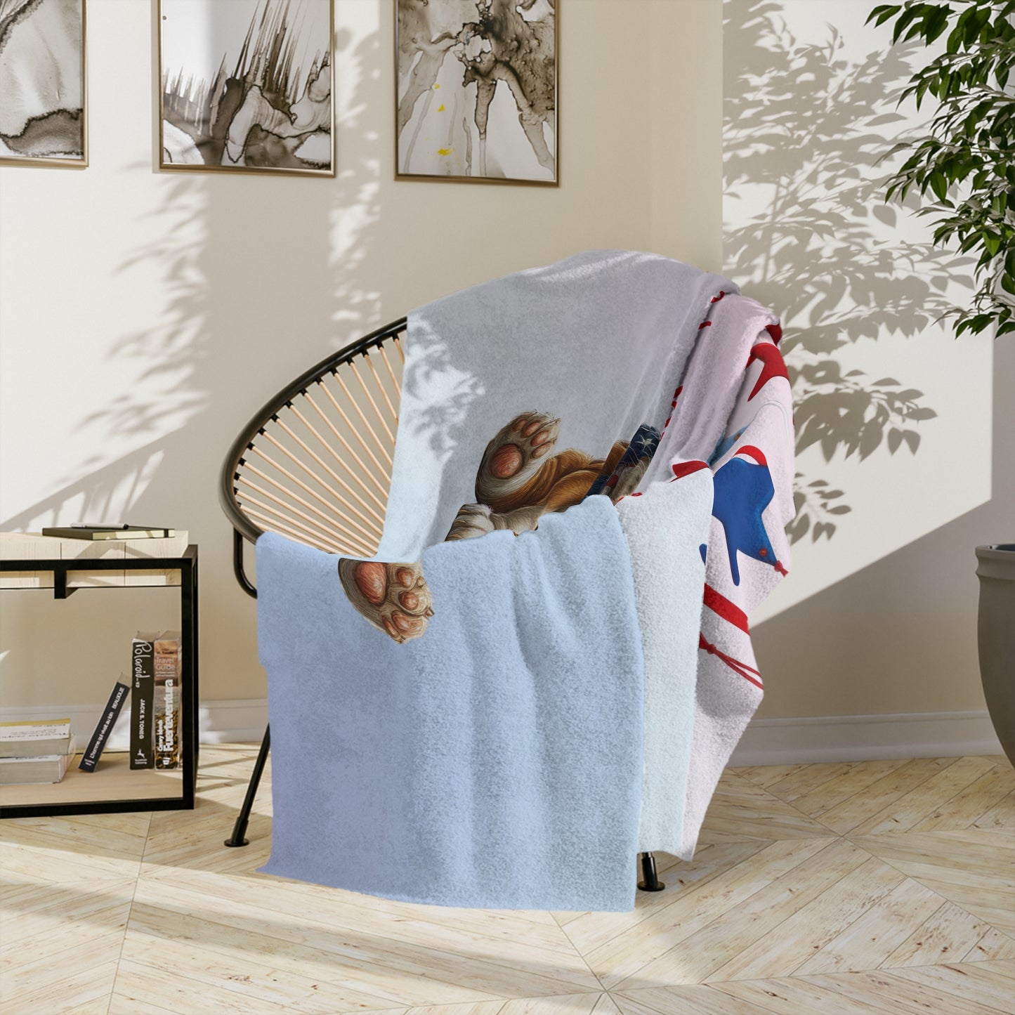 Happy 4th Bulldog Velveteen Plush Blanket