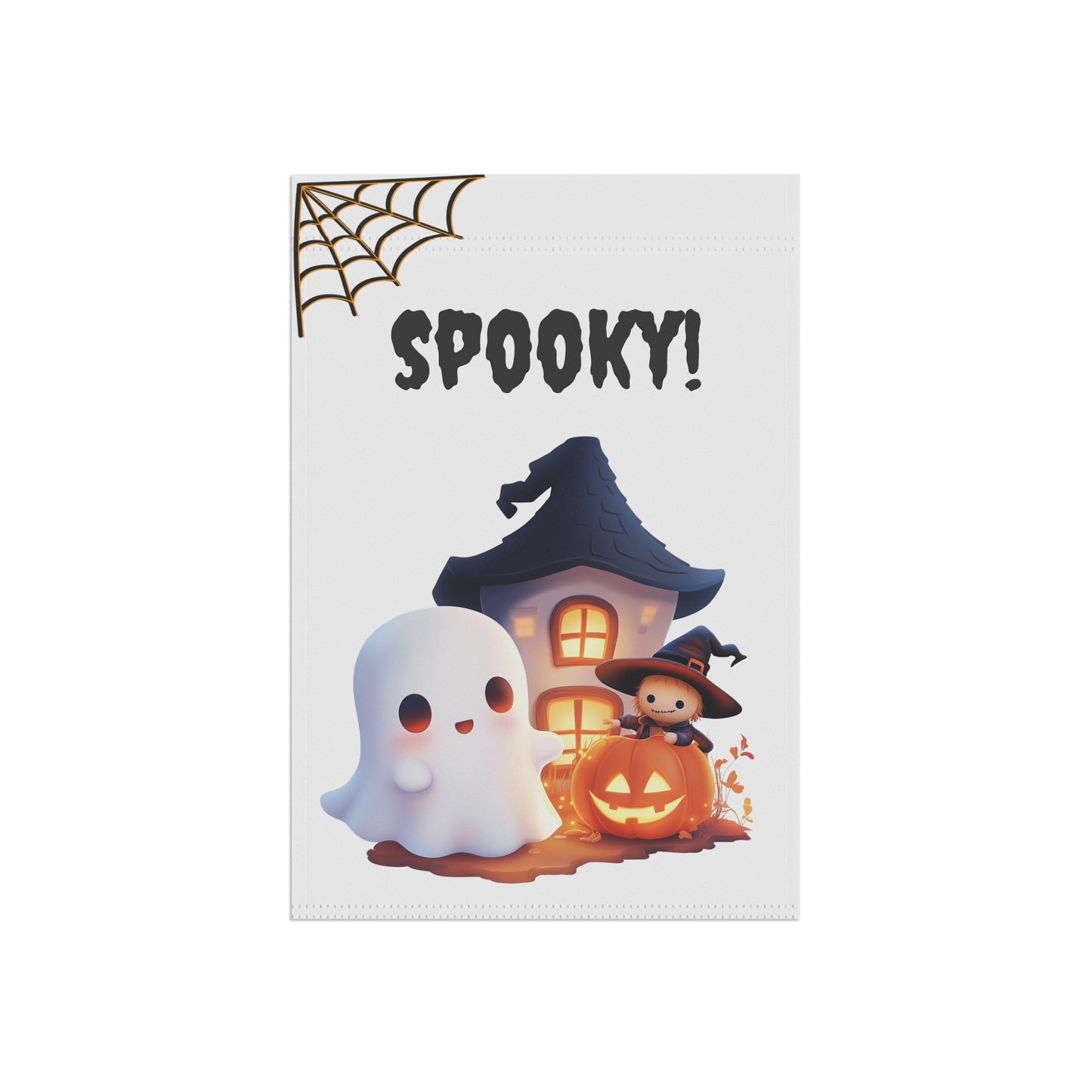 Cute Ghost & Haunted House Garden Flag