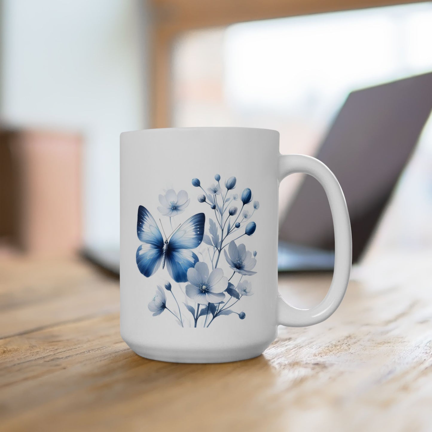 Blue Butterfly & Floral Mug