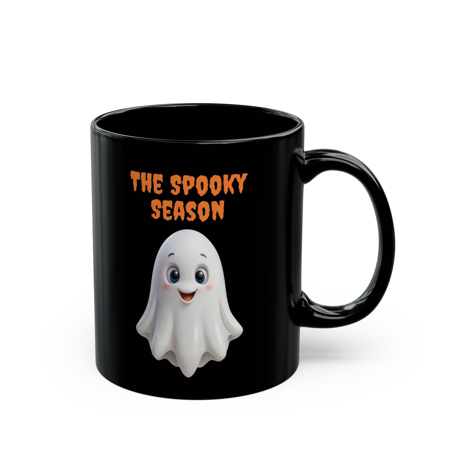 The Spooky Season" Cute Ghost Black Coffee Mug
