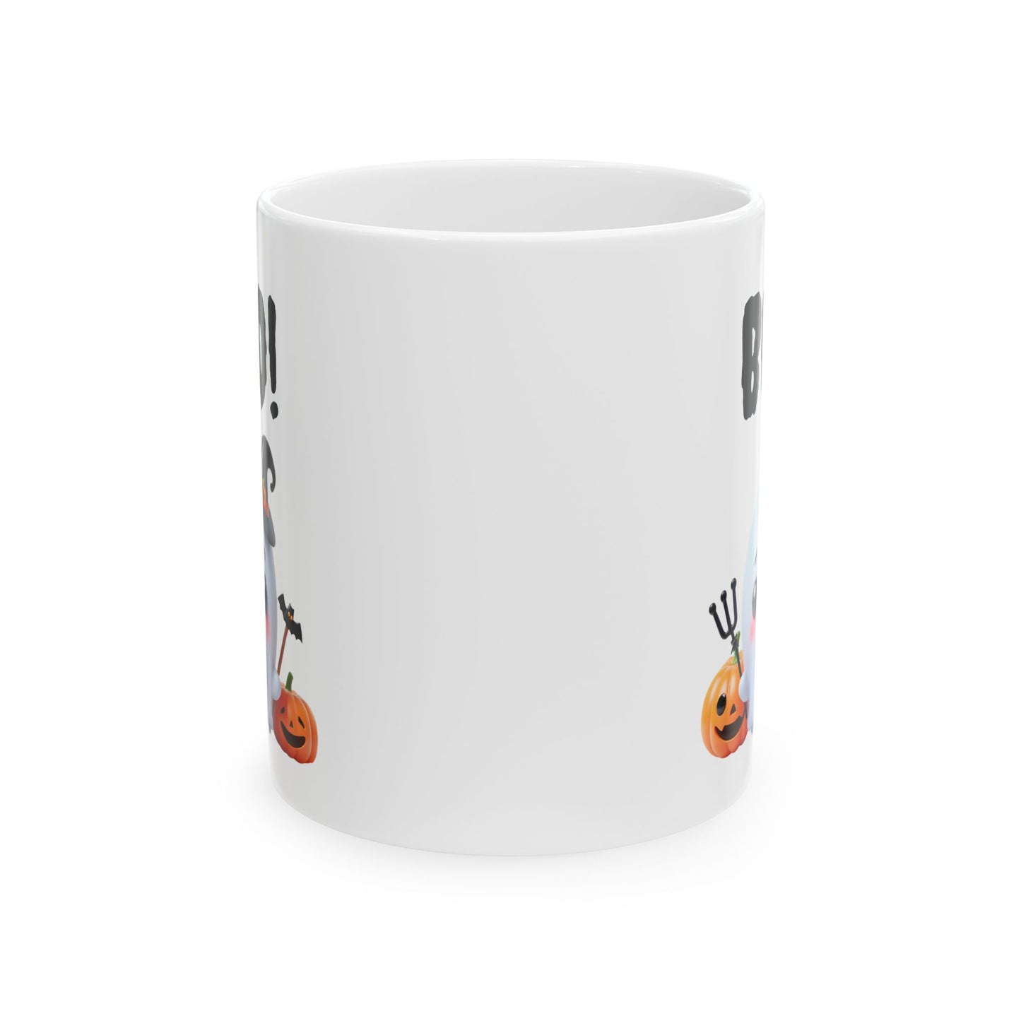 BOO!" Cute Ghost & Witch Hat Coffee Mug