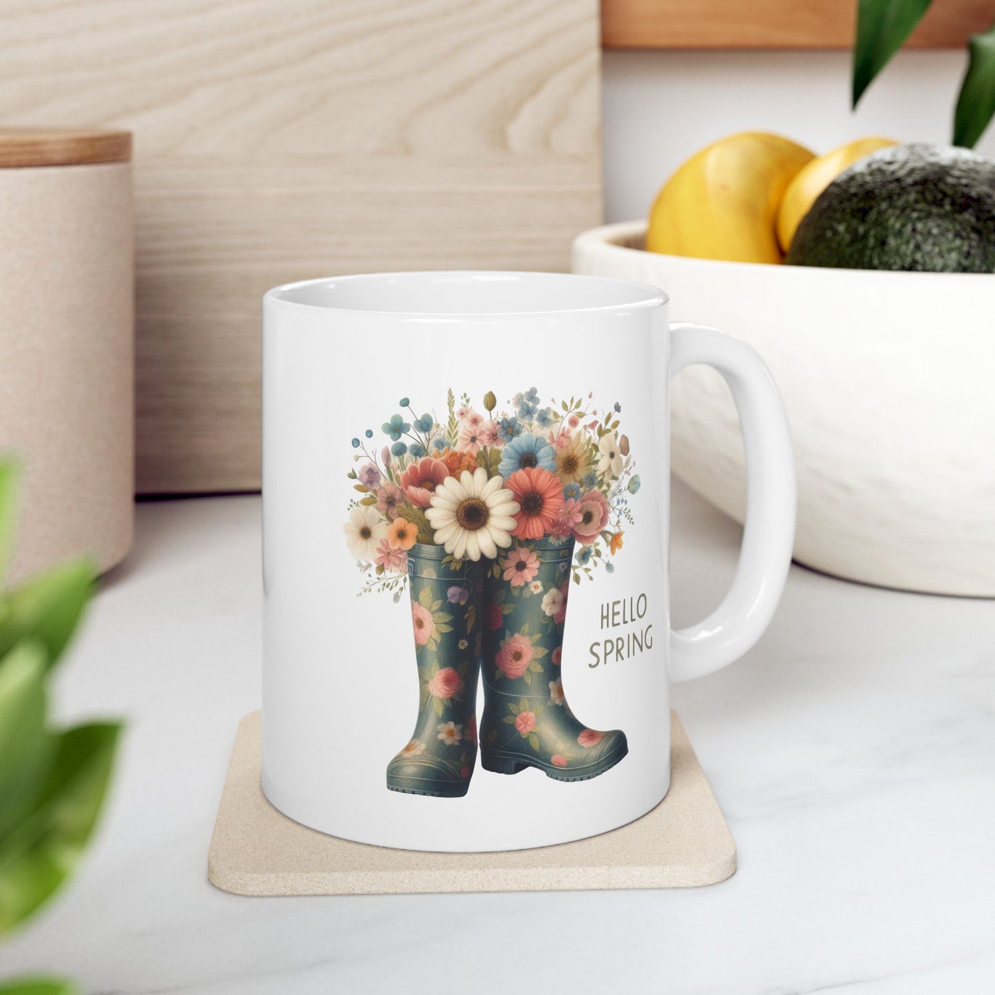 Hello Spring Floral Coffee Mug