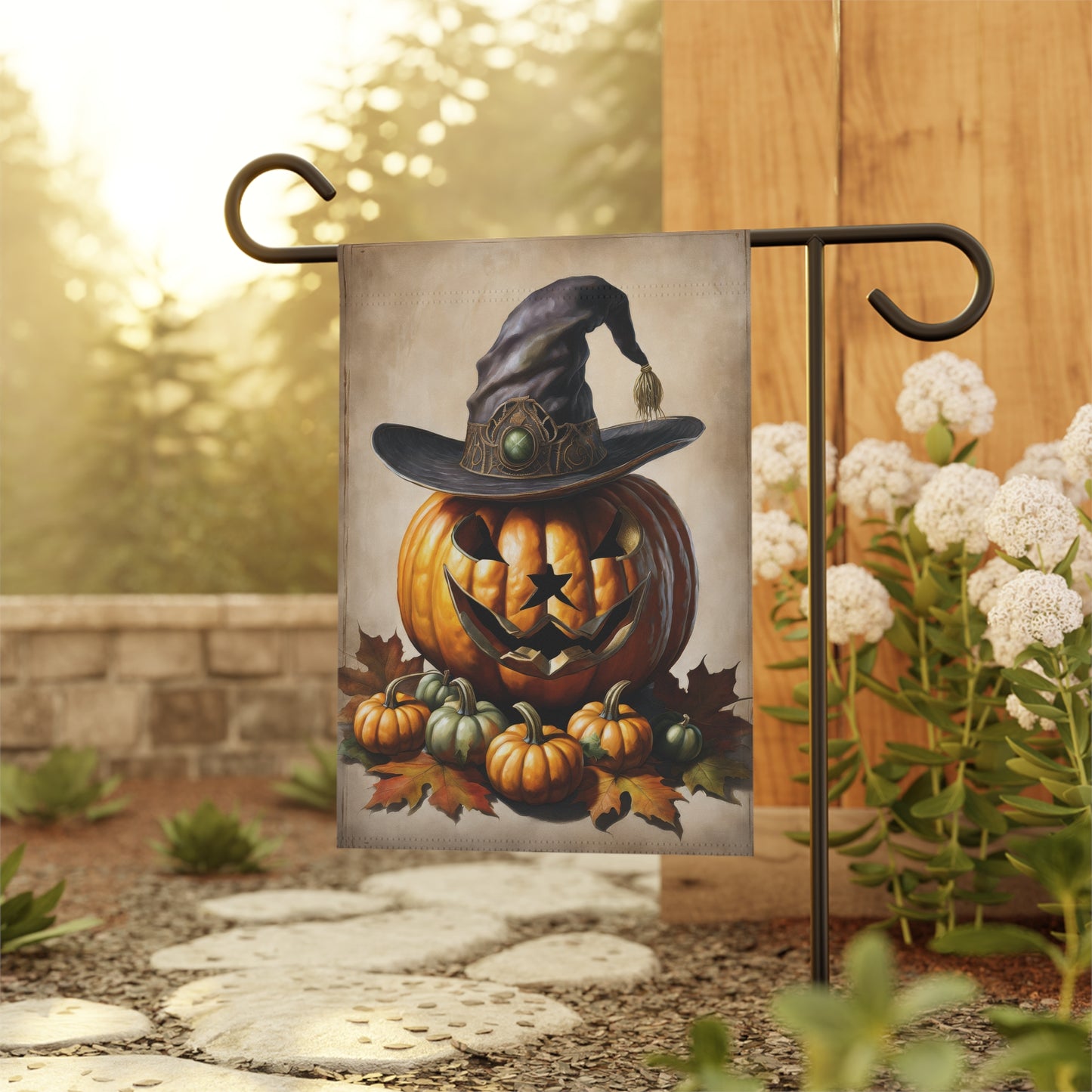 Creepy  Rustic Jack-O-Lantern Halloween Garden Flag/ House Banner