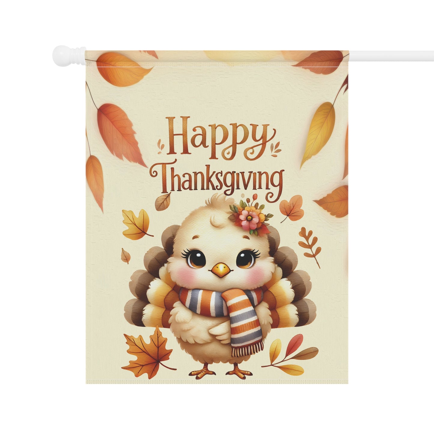 Cute Baby Turkey with Scarf Fall Thanksgiving Garden Flag