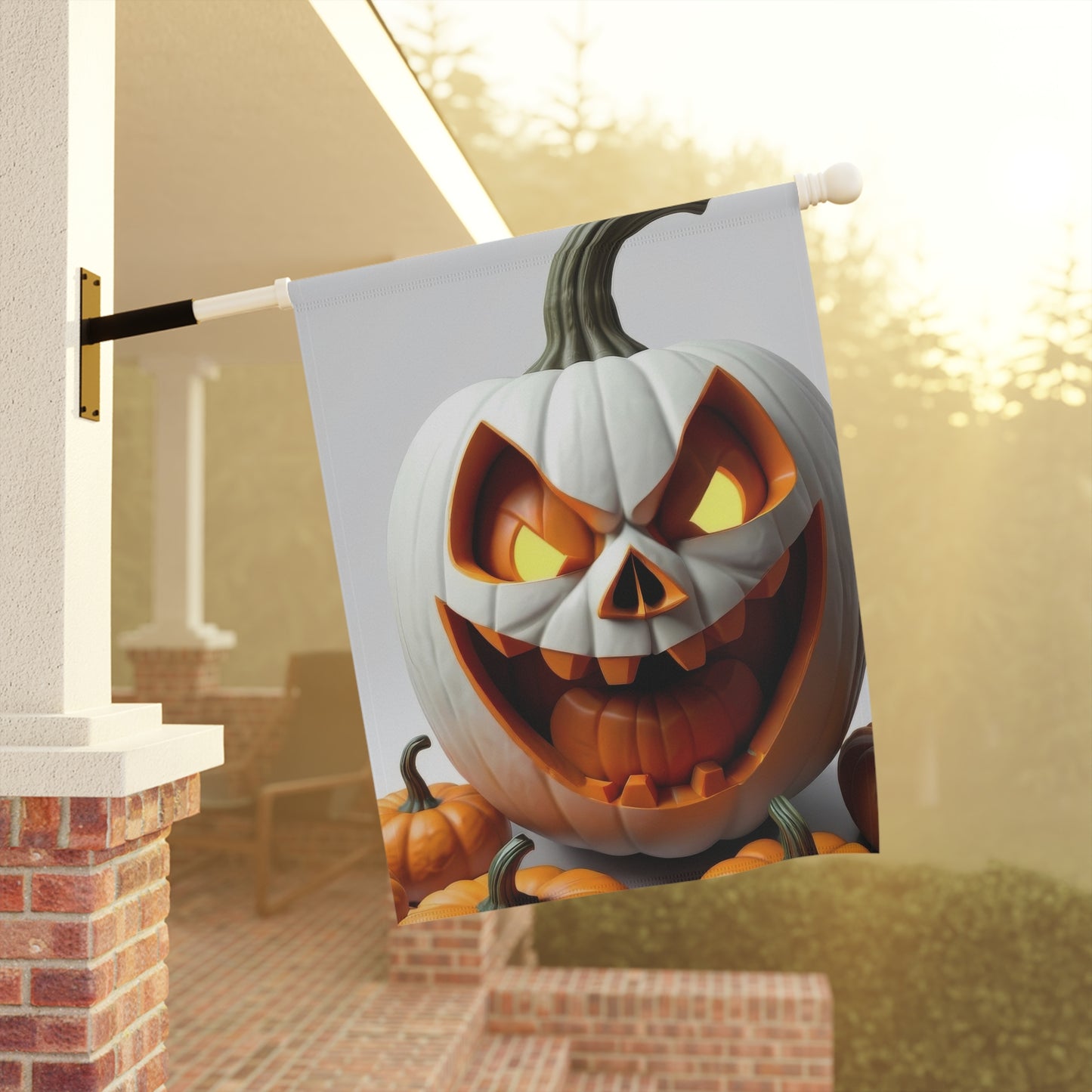 Spooky White Pumpkin Halloween Garden Flag