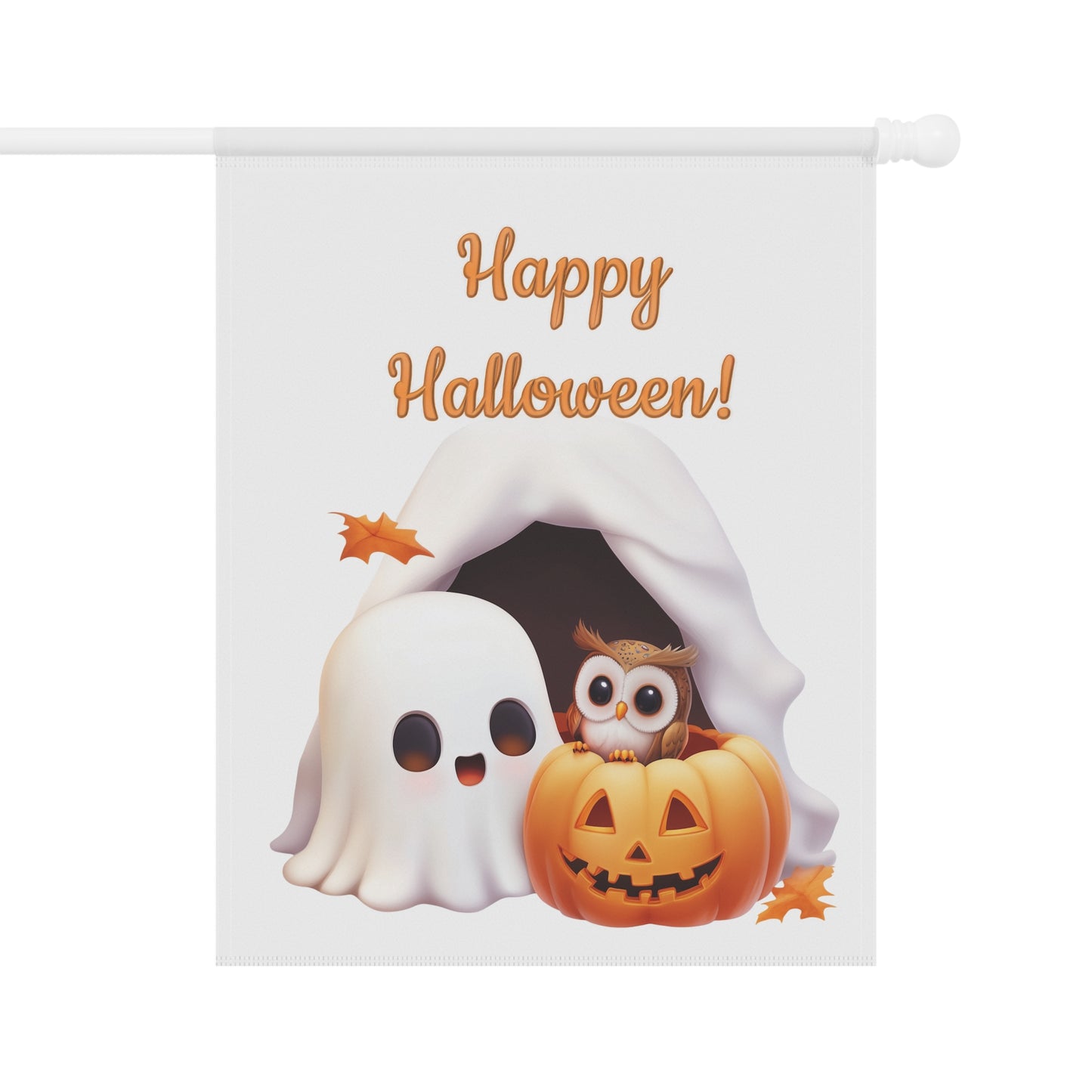 Cute Ghost & Owl Garden Flag