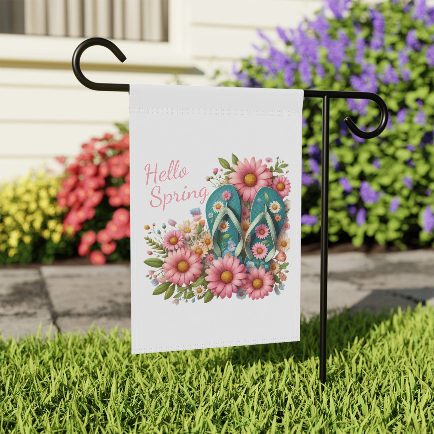 Cute Hello Spring Garden Flag
