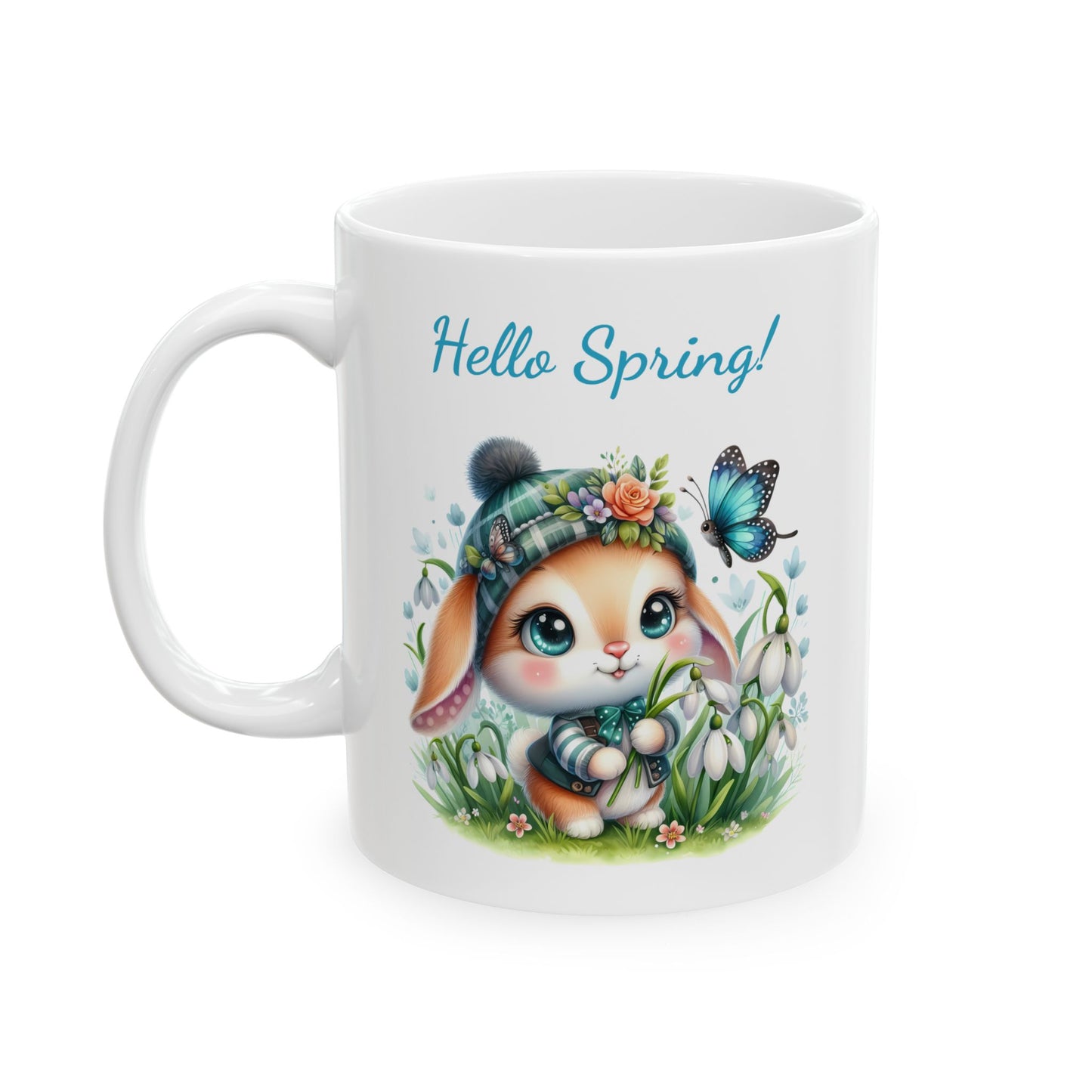 "Hello Spring!" Cute Bunny Mug