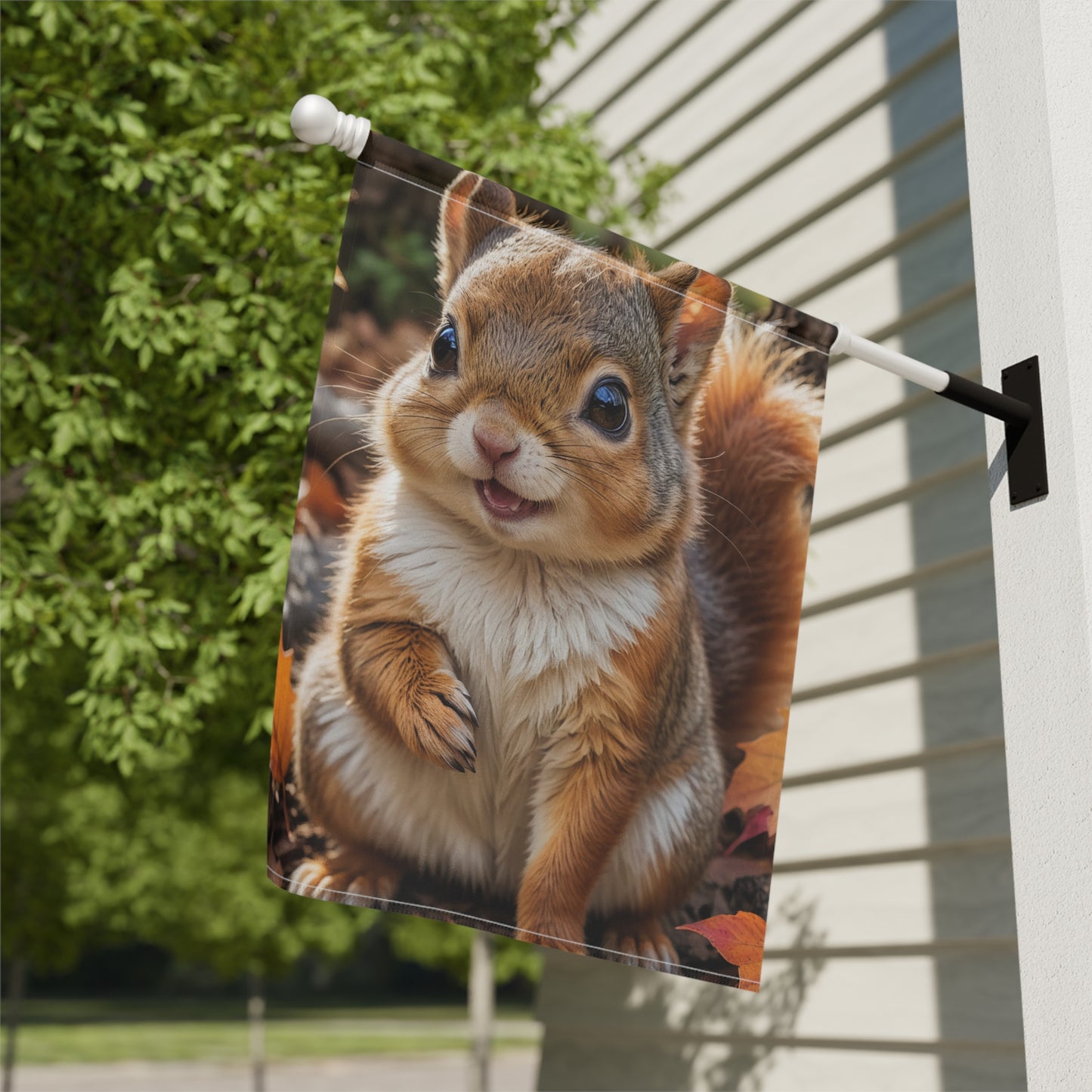 Smiling Squirrel Autumn Garden Flag