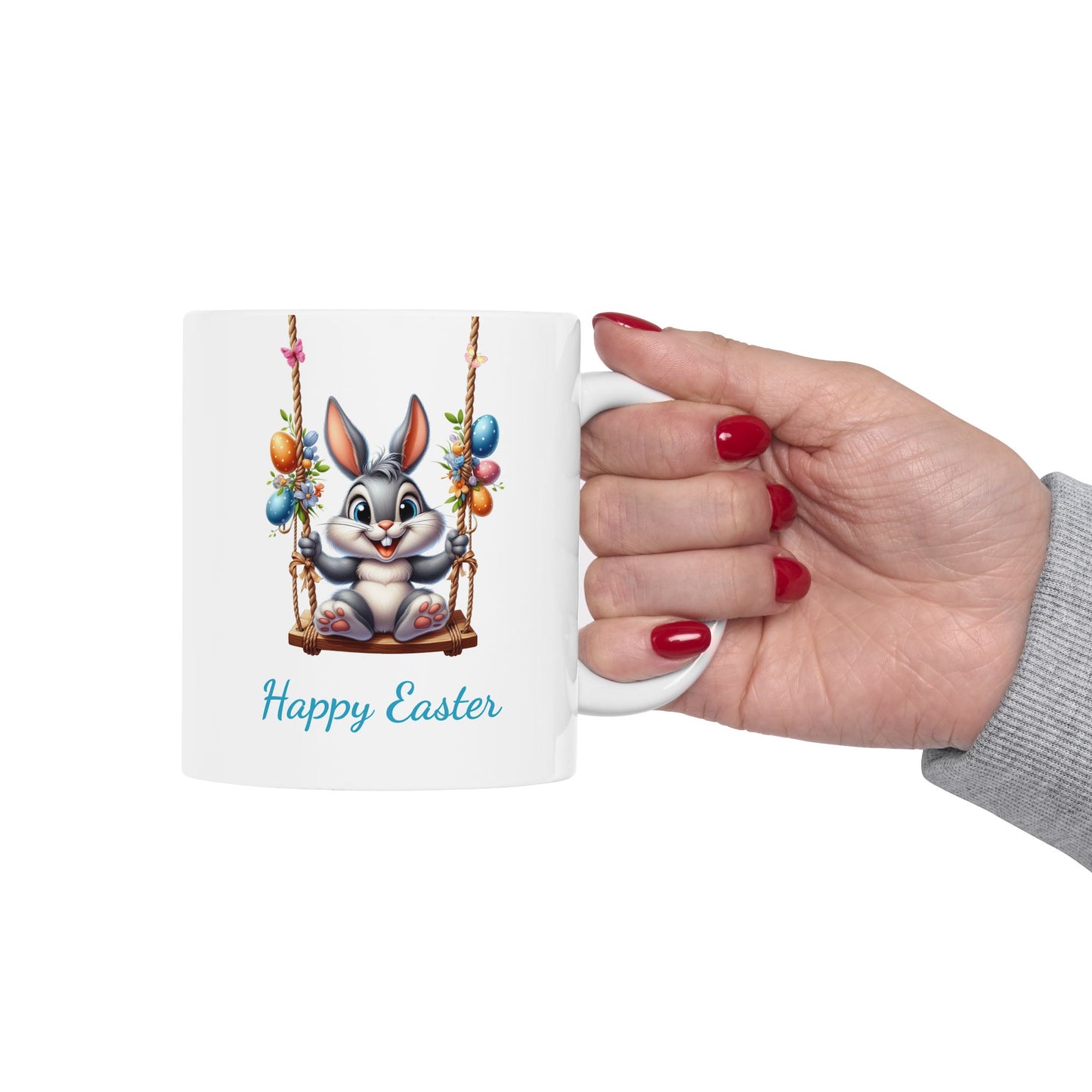 Cute Swinging Bunny Easter Mug