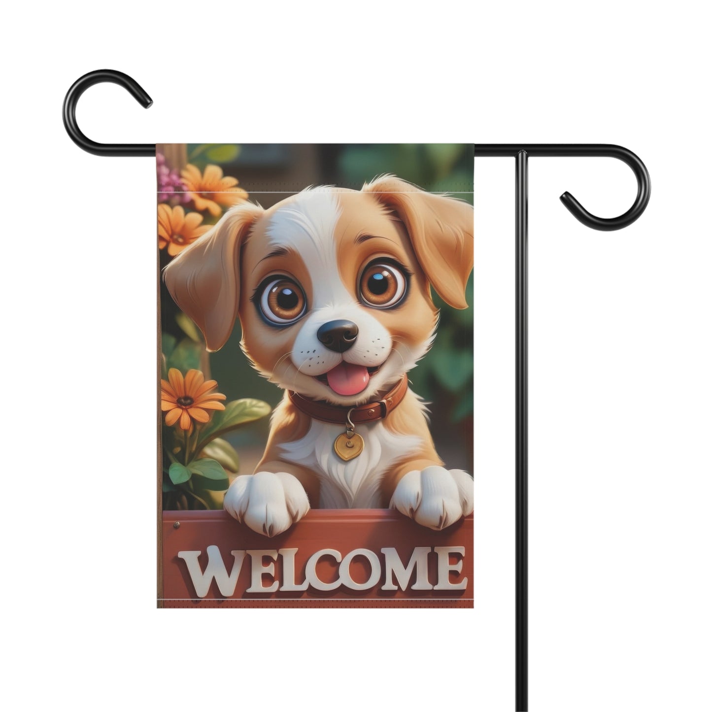 Adorable Puppy Dog Welcome Garden Flag