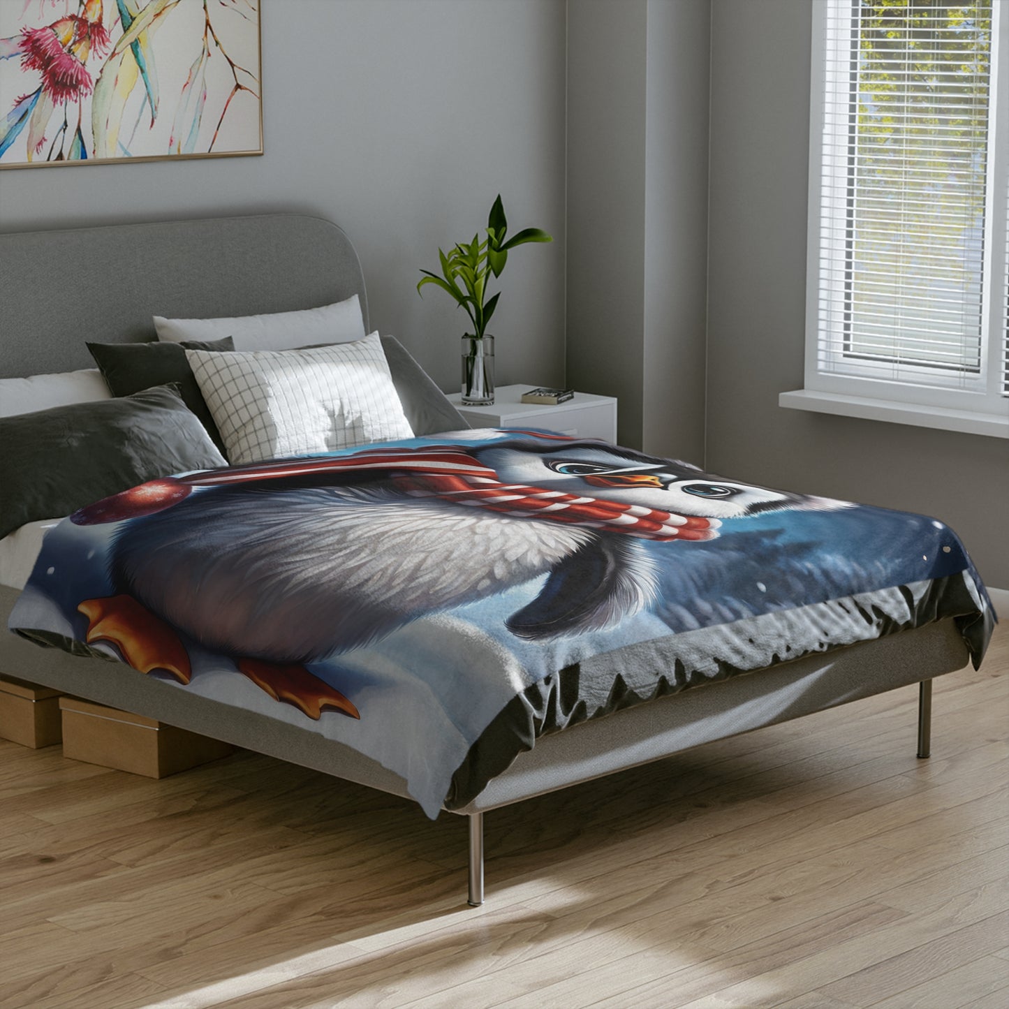 Christmas Penguin Velveteen Plush Blanket